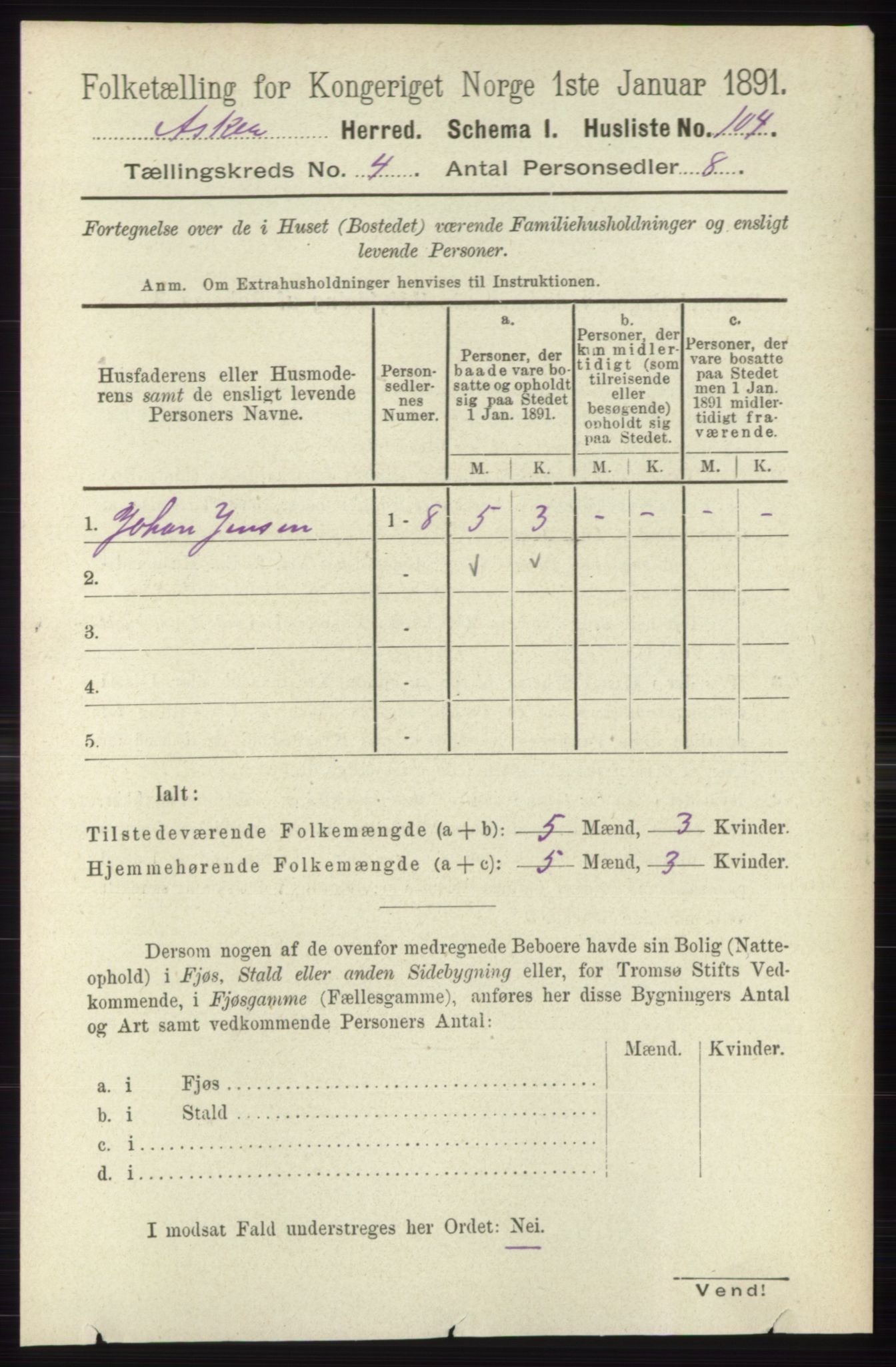 RA, 1891 census for 0220 Asker, 1891, p. 2940