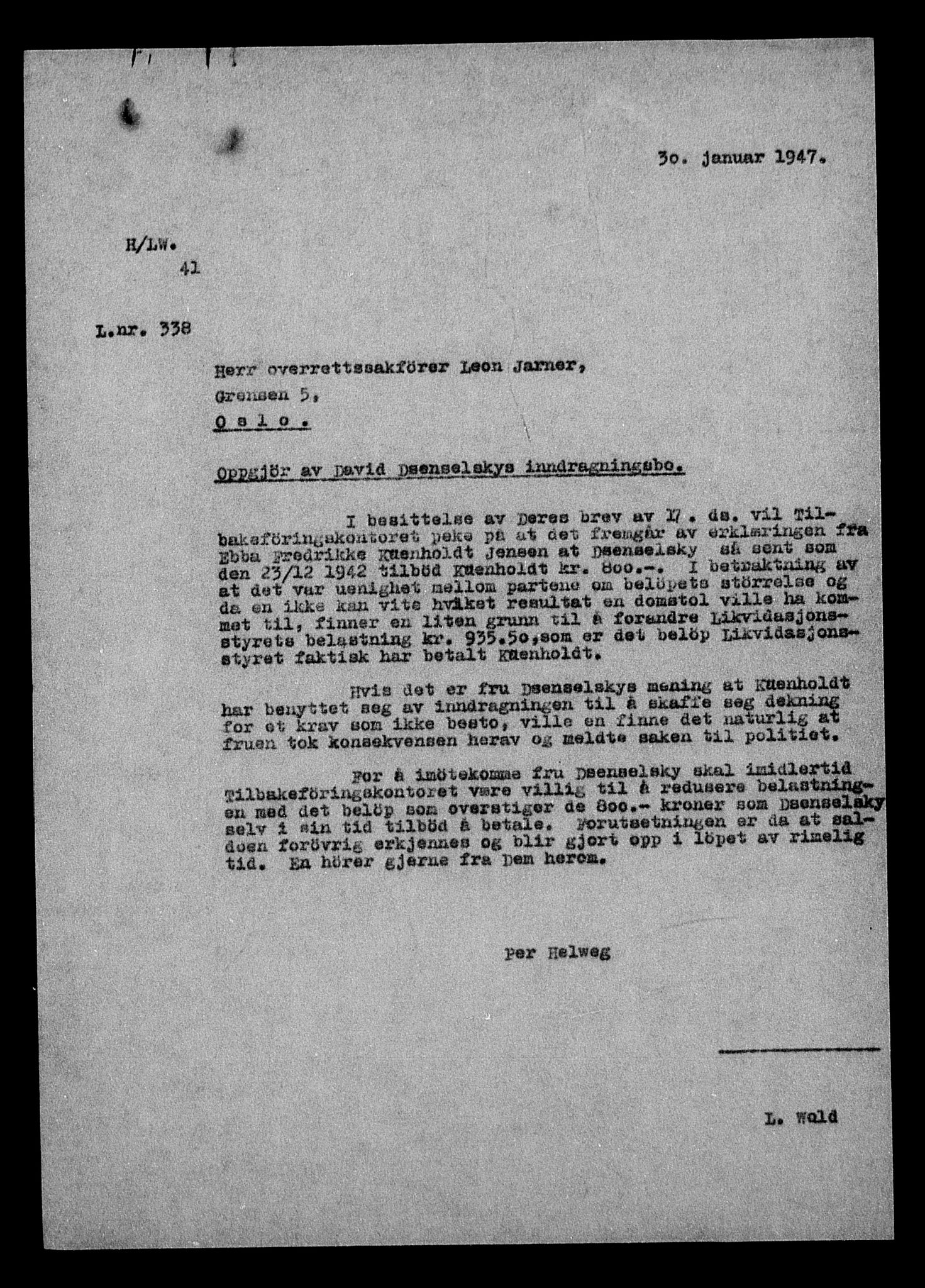 Justisdepartementet, Tilbakeføringskontoret for inndratte formuer, AV/RA-S-1564/H/Hc/Hcc/L0931: --, 1945-1947, p. 308