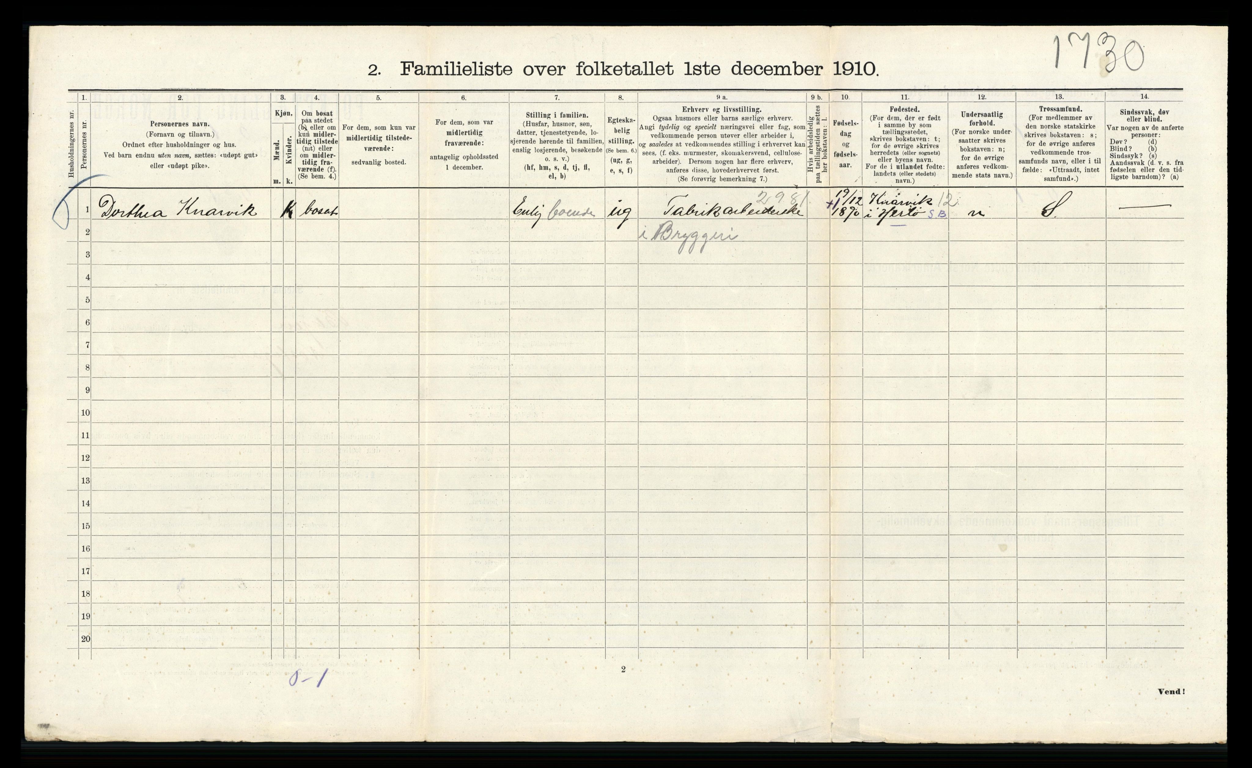 RA, 1910 census for Bergen, 1910, p. 2276