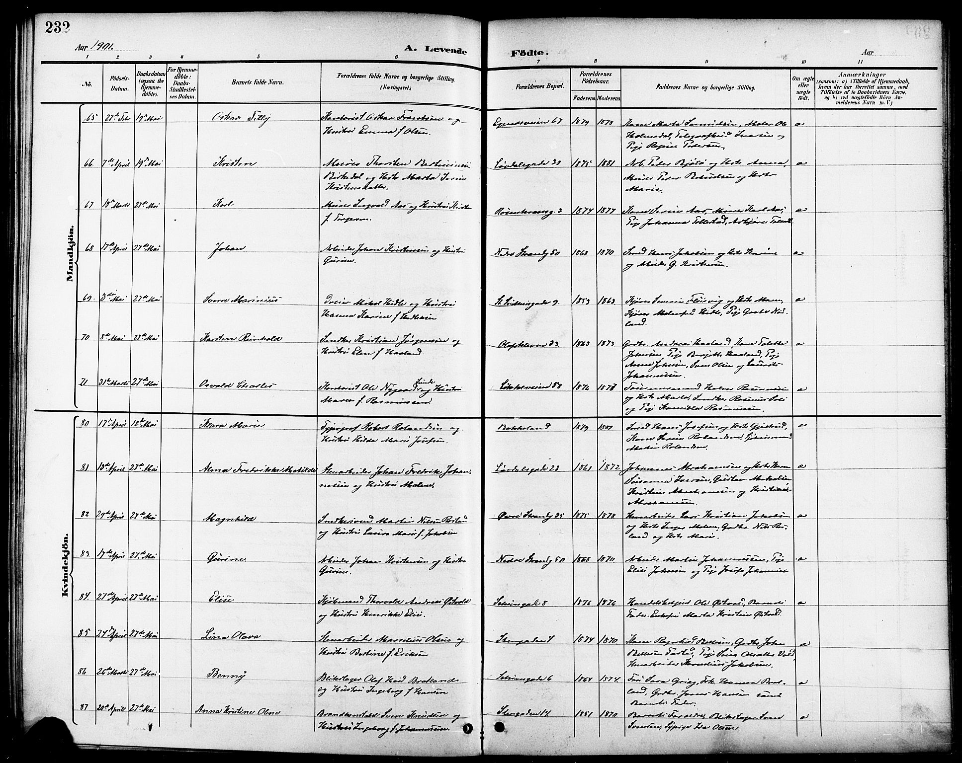 Domkirken sokneprestkontor, AV/SAST-A-101812/001/30/30BB/L0016: Parish register (copy) no. B 16, 1891-1902, p. 232