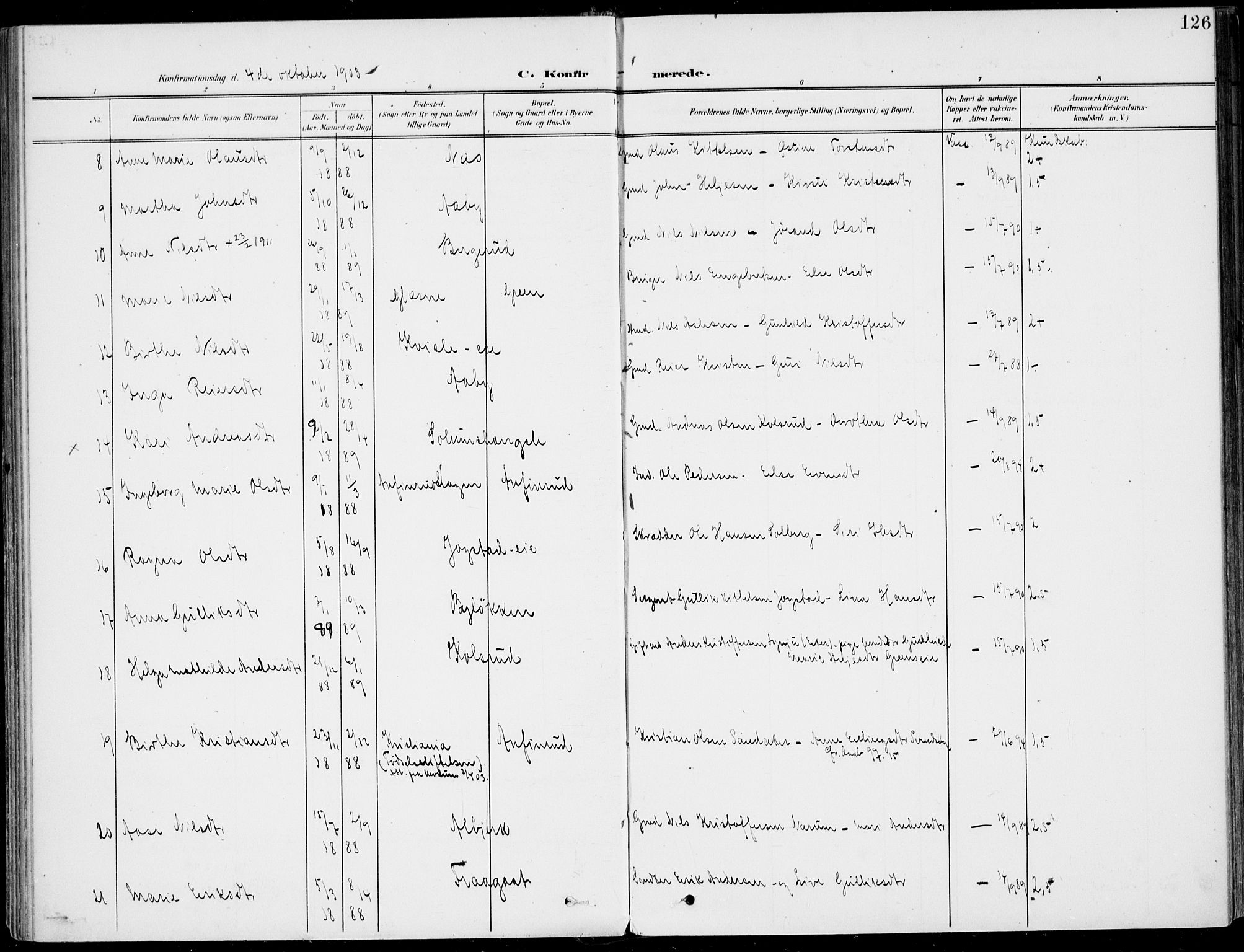 Sigdal kirkebøker, AV/SAKO-A-245/F/Fb/L0002: Parish register (official) no. II 2, 1901-1914, p. 126