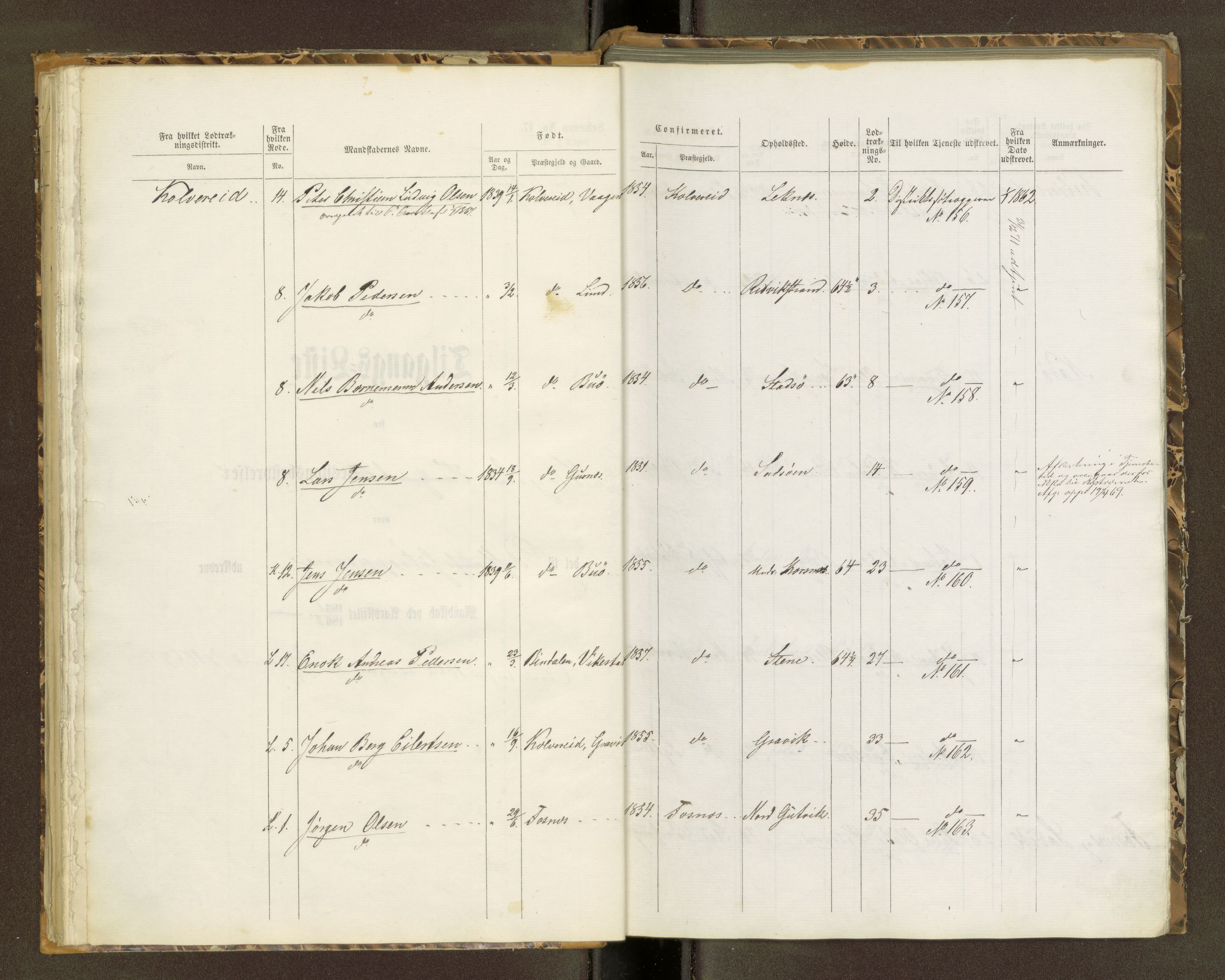 Sjøinnrulleringen - Trondhjemske distrikt, AV/SAT-A-5121/01/L0320: Rulle over kystværnet og reserver for sjøtroppene i søndre og norder Trondhjem amter, 1861-1868