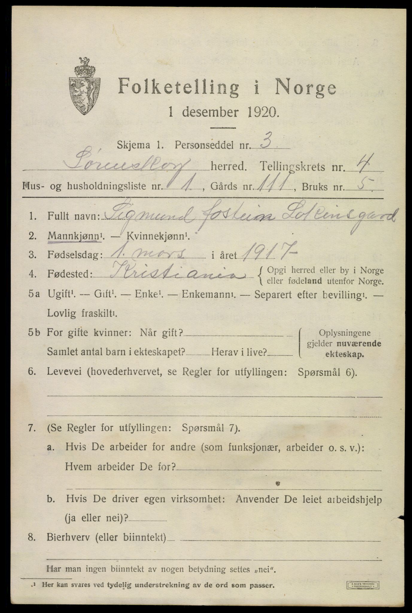 SAO, 1920 census for Lørenskog, 1920, p. 3445