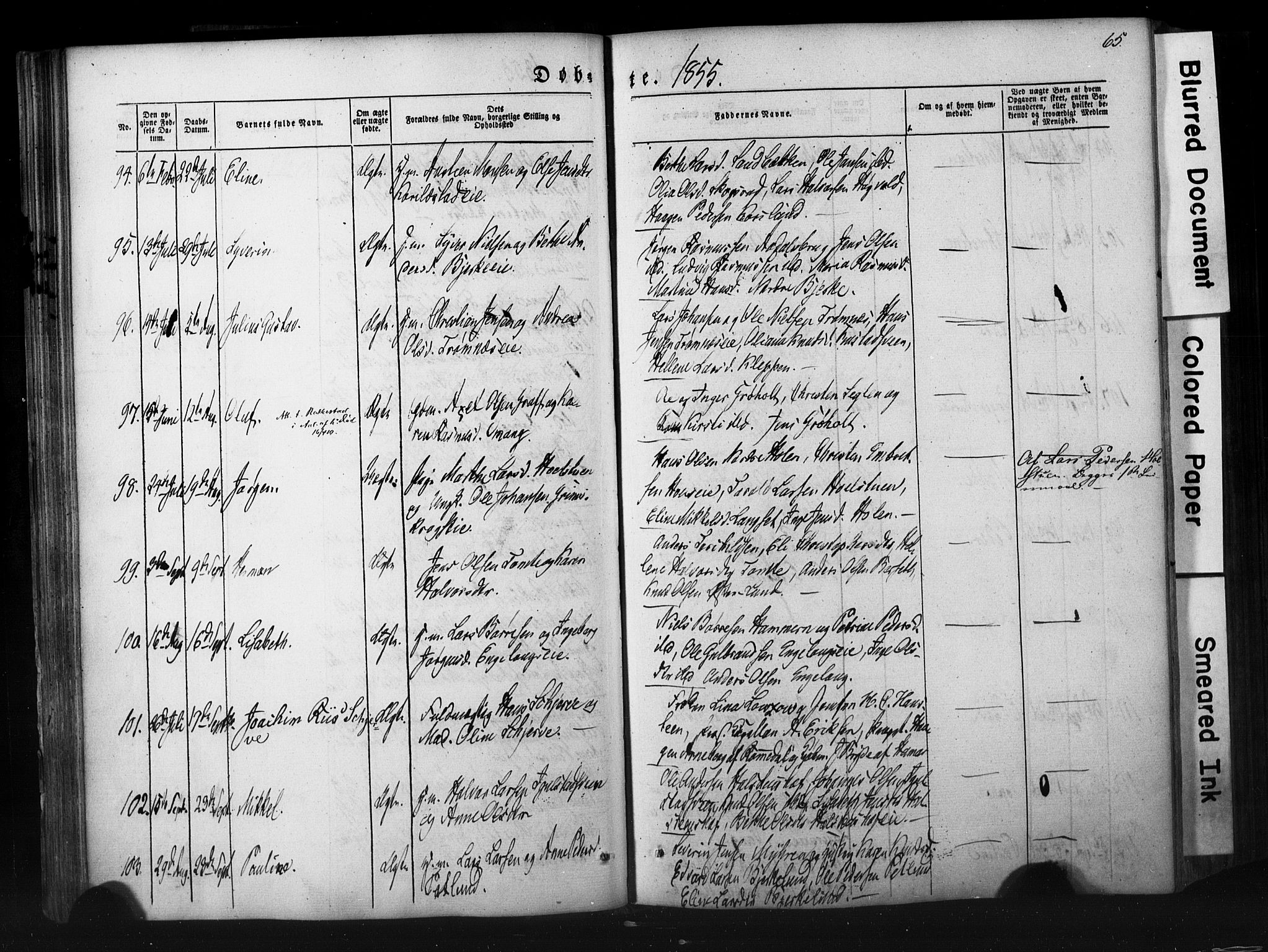Løten prestekontor, SAH/PREST-022/K/Ka/L0007: Parish register (official) no. 7, 1850-1859, p. 65