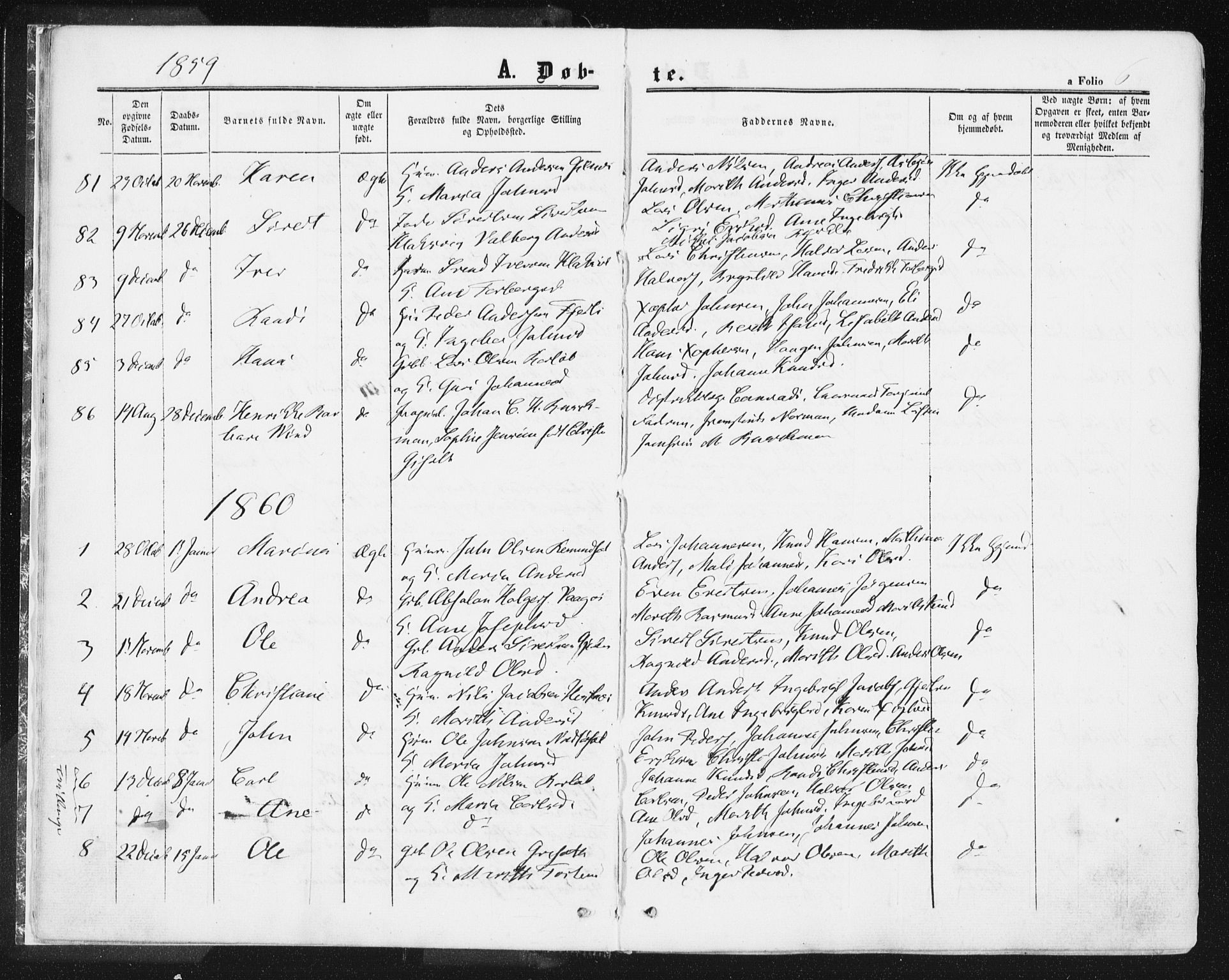 Ministerialprotokoller, klokkerbøker og fødselsregistre - Møre og Romsdal, SAT/A-1454/578/L0905: Parish register (official) no. 578A04, 1859-1877, p. 6
