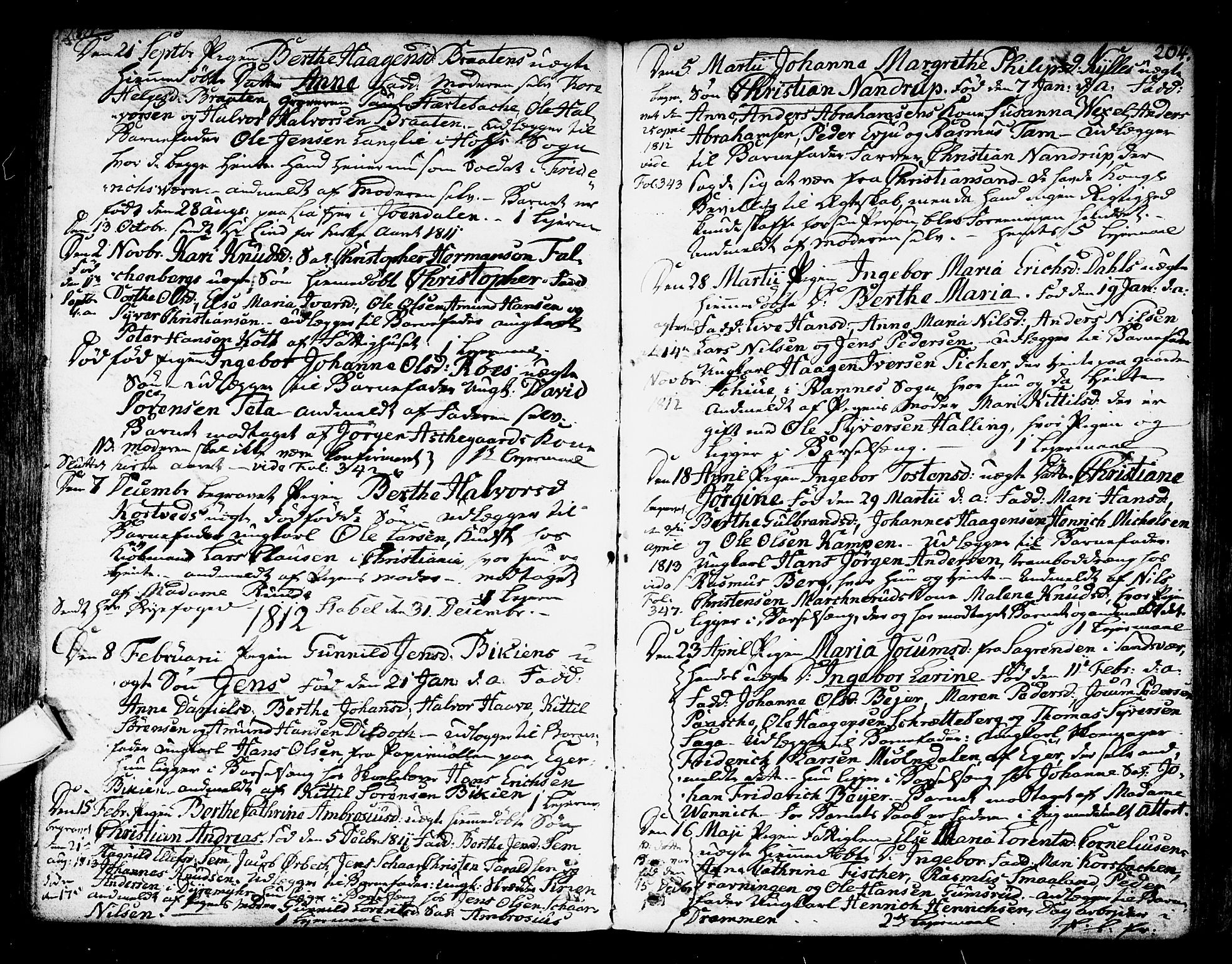 Kongsberg kirkebøker, AV/SAKO-A-22/F/Fa/L0007: Parish register (official) no. I 7, 1795-1816, p. 204