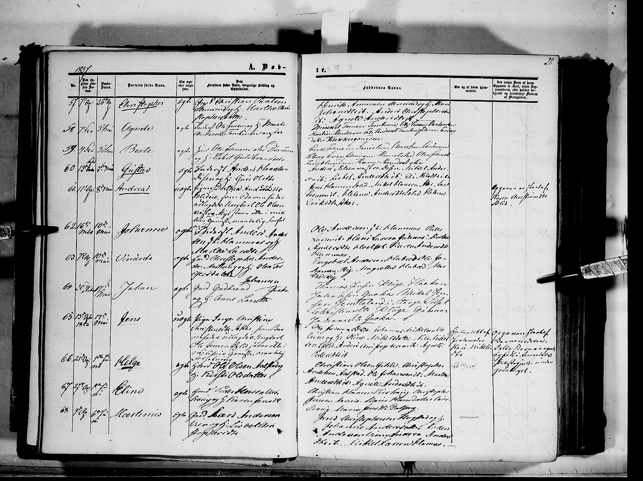 Vang prestekontor, Hedmark, AV/SAH-PREST-008/H/Ha/Haa/L0012: Parish register (official) no. 12, 1855-1870, p. 27