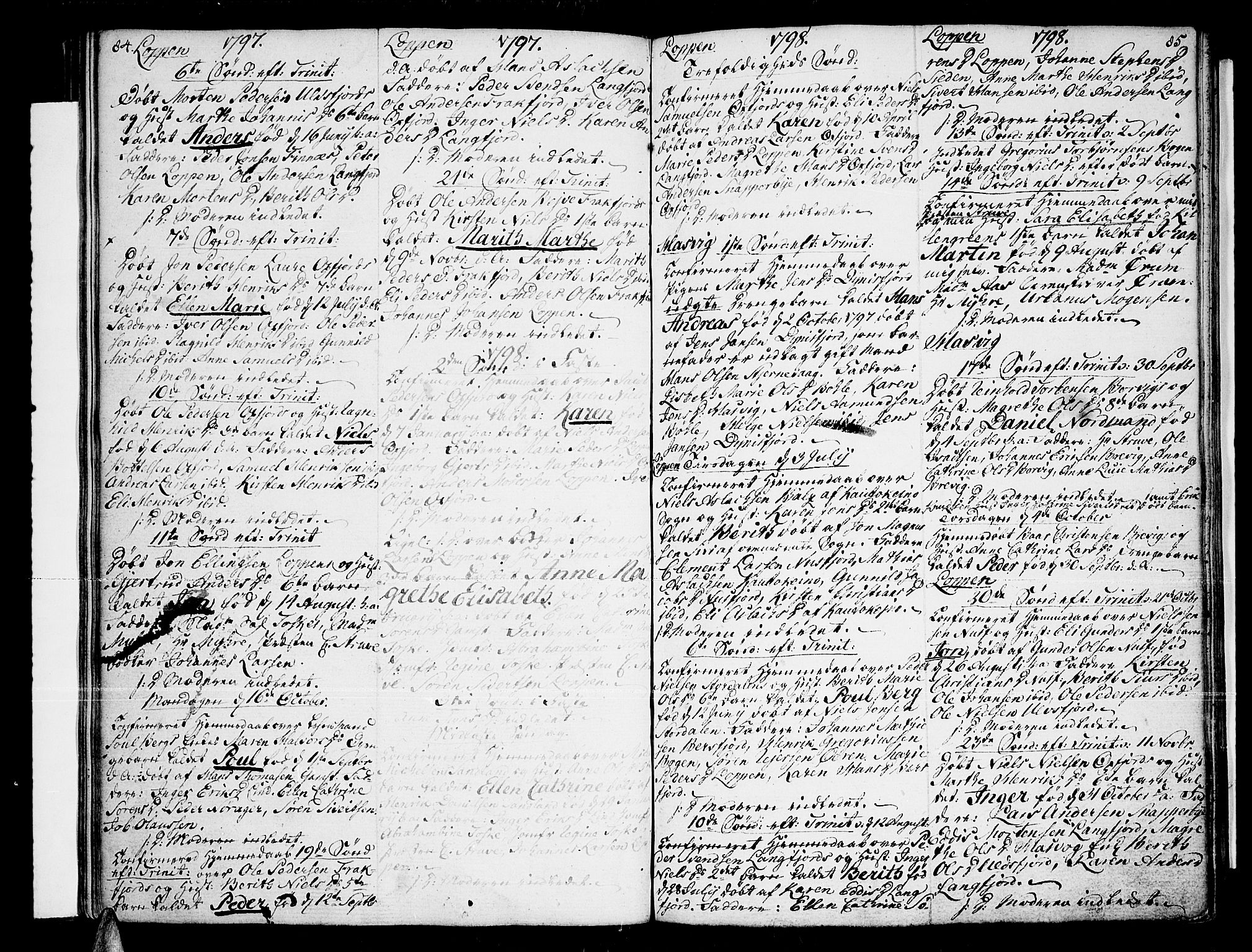 Loppa sokneprestkontor, AV/SATØ-S-1339/H/Ha/L0002kirke: Parish register (official) no. 2, 1785-1821, p. 84-85