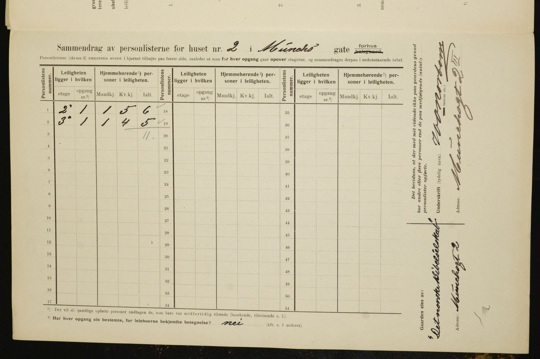 OBA, Municipal Census 1910 for Kristiania, 1910, p. 64434