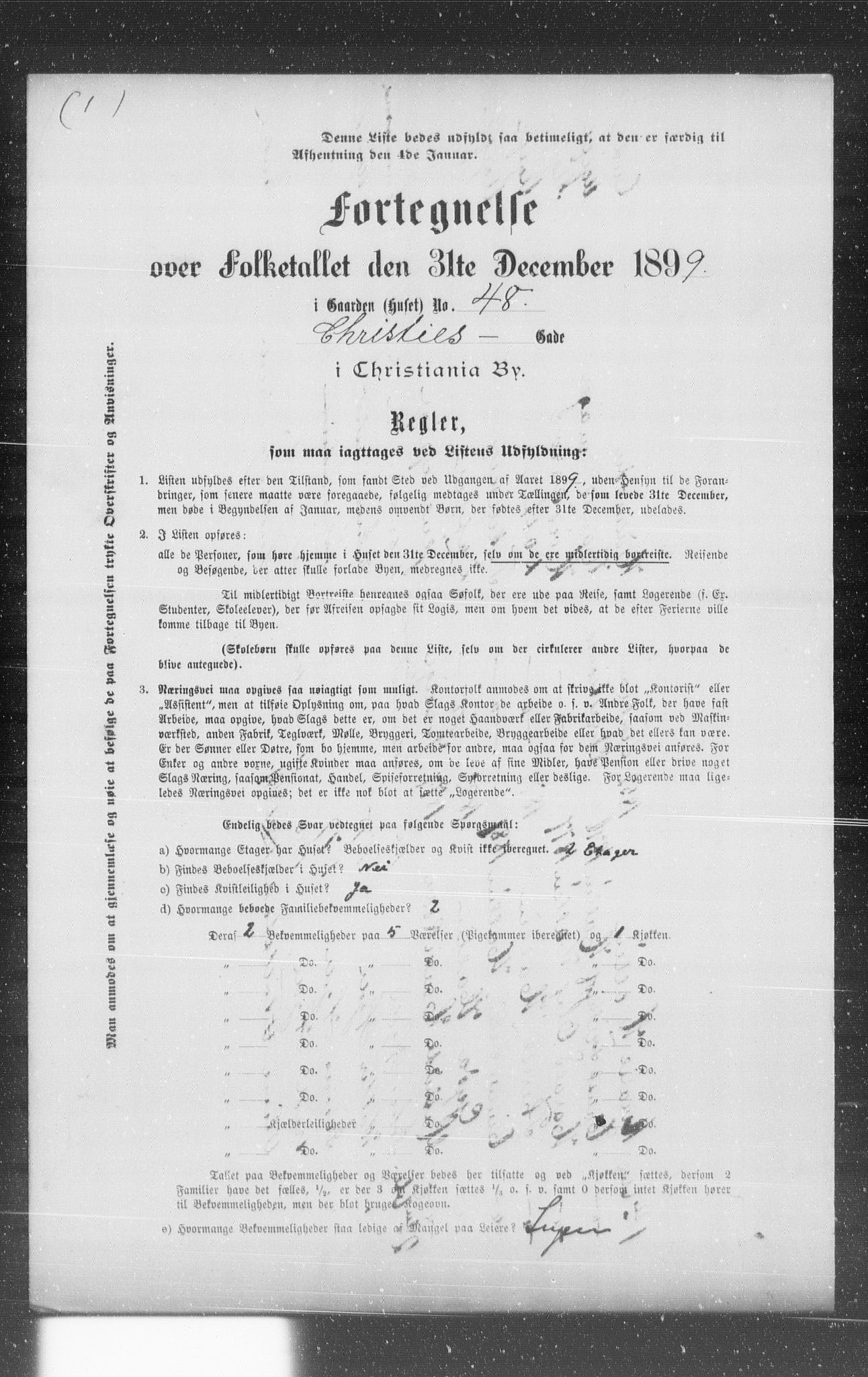 OBA, Municipal Census 1899 for Kristiania, 1899, p. 1693