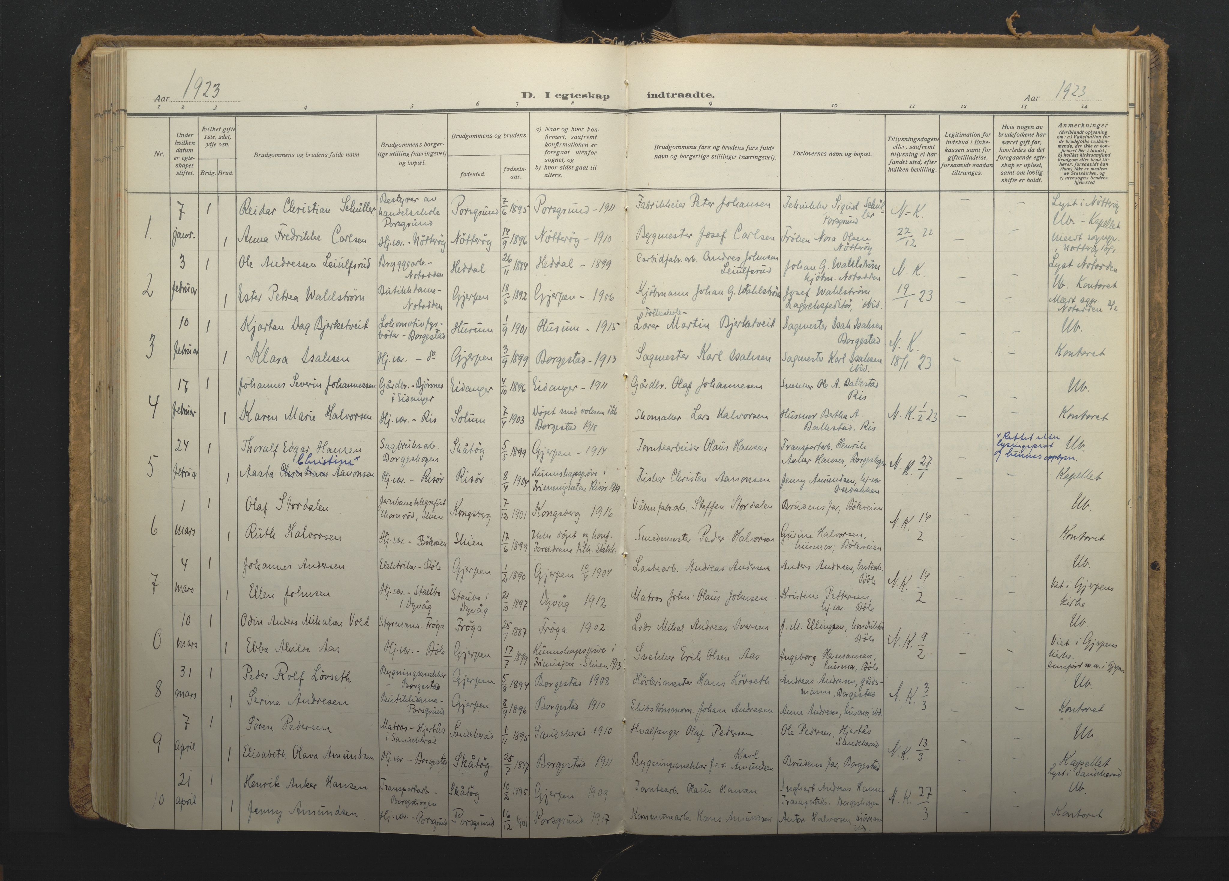 Gjerpen kirkebøker, SAKO/A-265/F/Fb/L0001: Parish register (official) no. II 1, 1920-1935