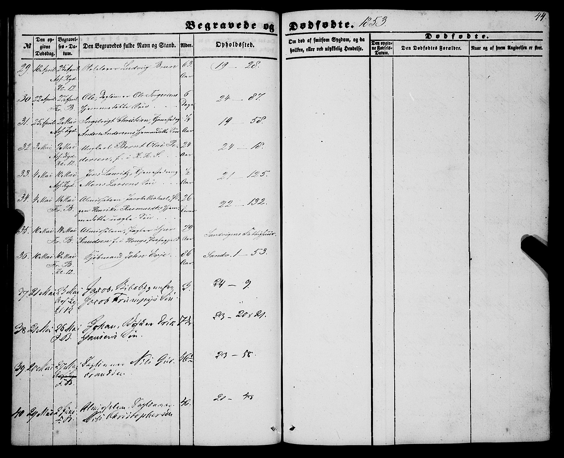 Korskirken sokneprestembete, AV/SAB-A-76101/H/Haa: Parish register (official) no. E 2, 1848-1862, p. 44