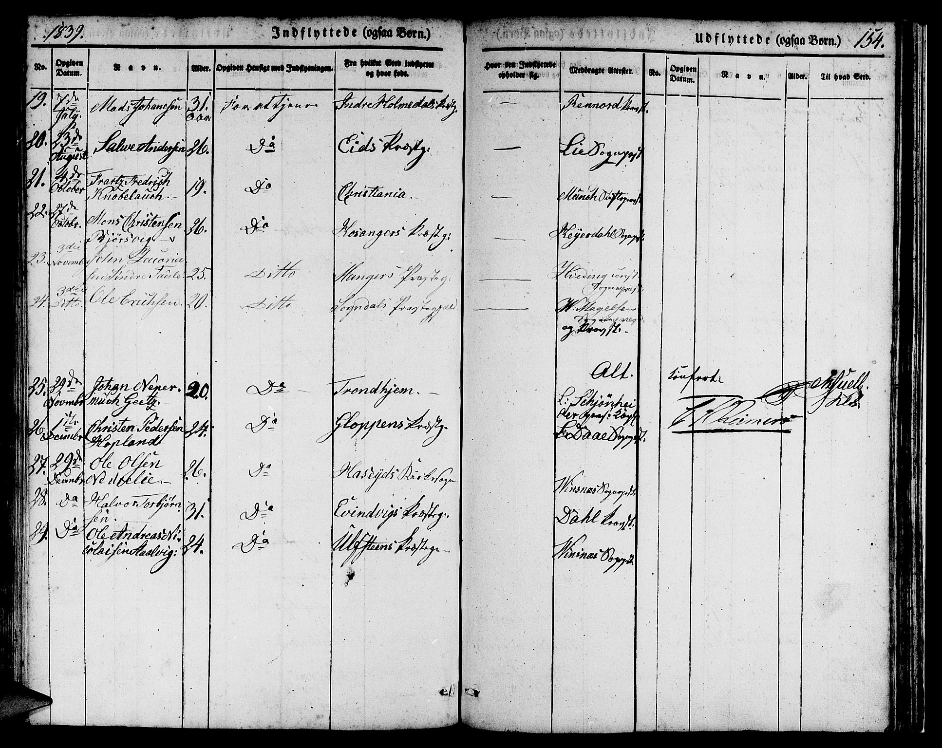 Domkirken sokneprestembete, SAB/A-74801/H/Hab/L0029: Parish register (copy) no. D 1, 1839-1857, p. 154