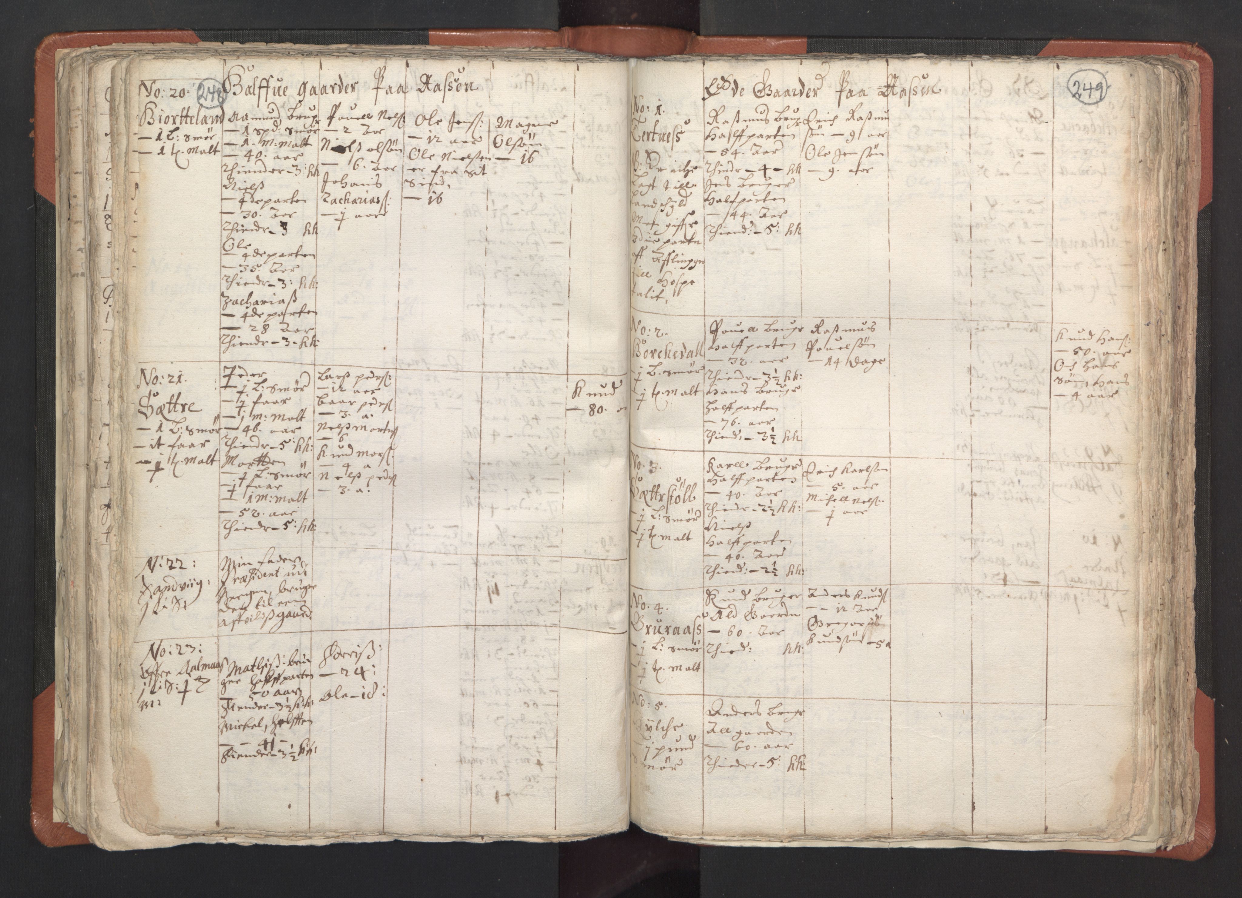 RA, Vicar's Census 1664-1666, no. 22: Nordhordland deanery, 1664-1666, p. 248-249