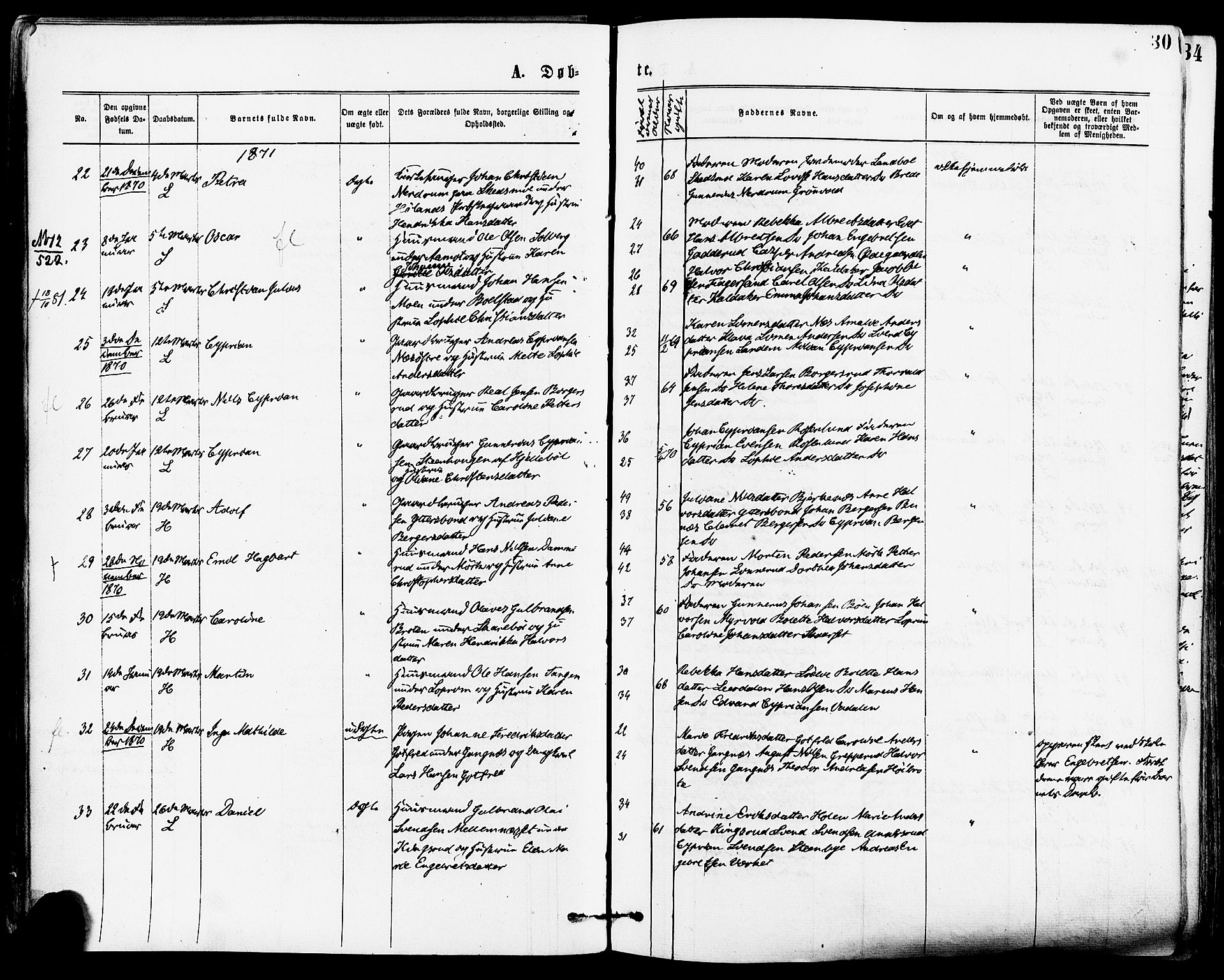 Høland prestekontor Kirkebøker, AV/SAO-A-10346a/F/Fa/L0012.a: Parish register (official) no. I 12A, 1869-1879, p. 30