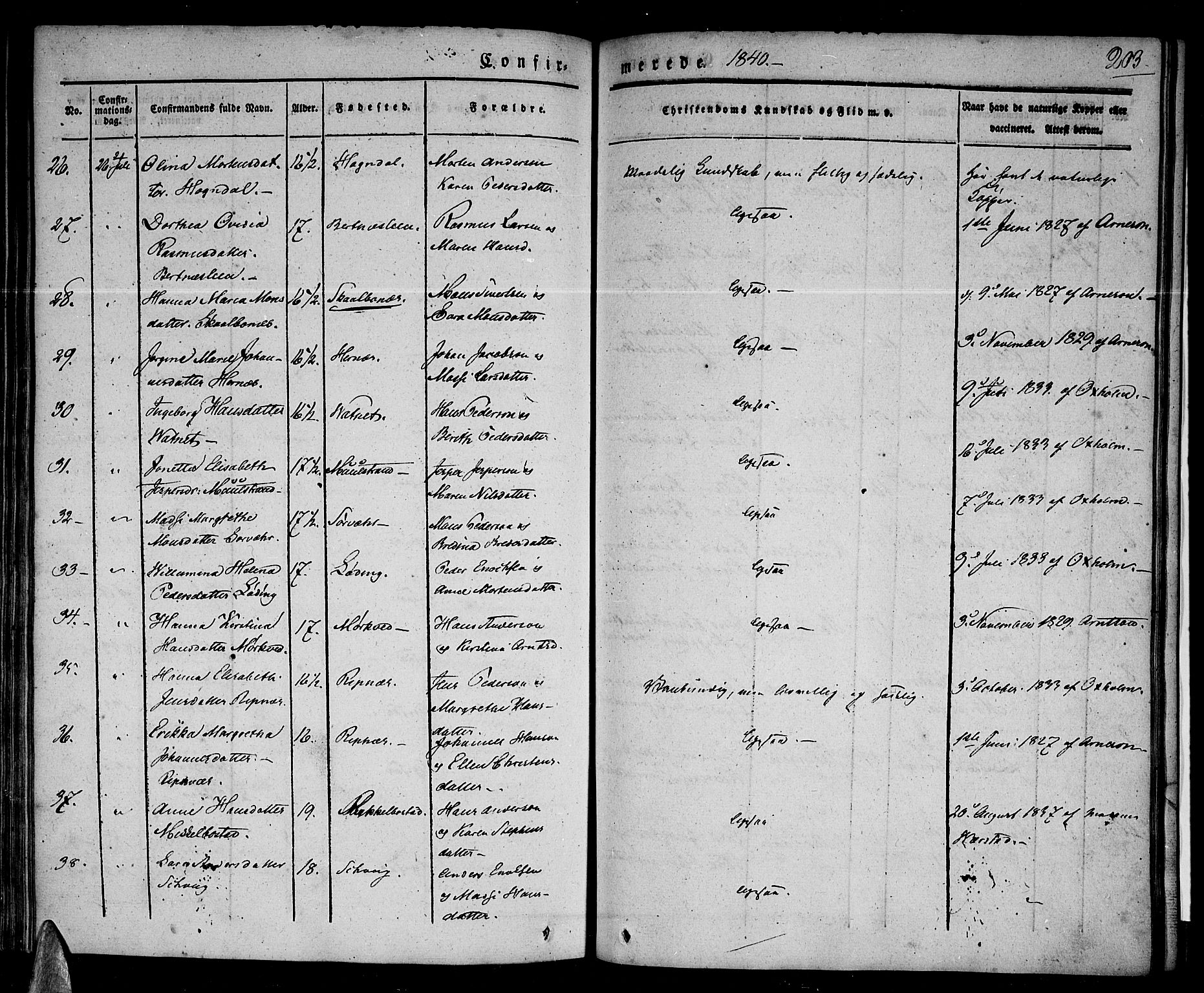 Ministerialprotokoller, klokkerbøker og fødselsregistre - Nordland, AV/SAT-A-1459/801/L0006: Parish register (official) no. 801A06, 1834-1845, p. 203