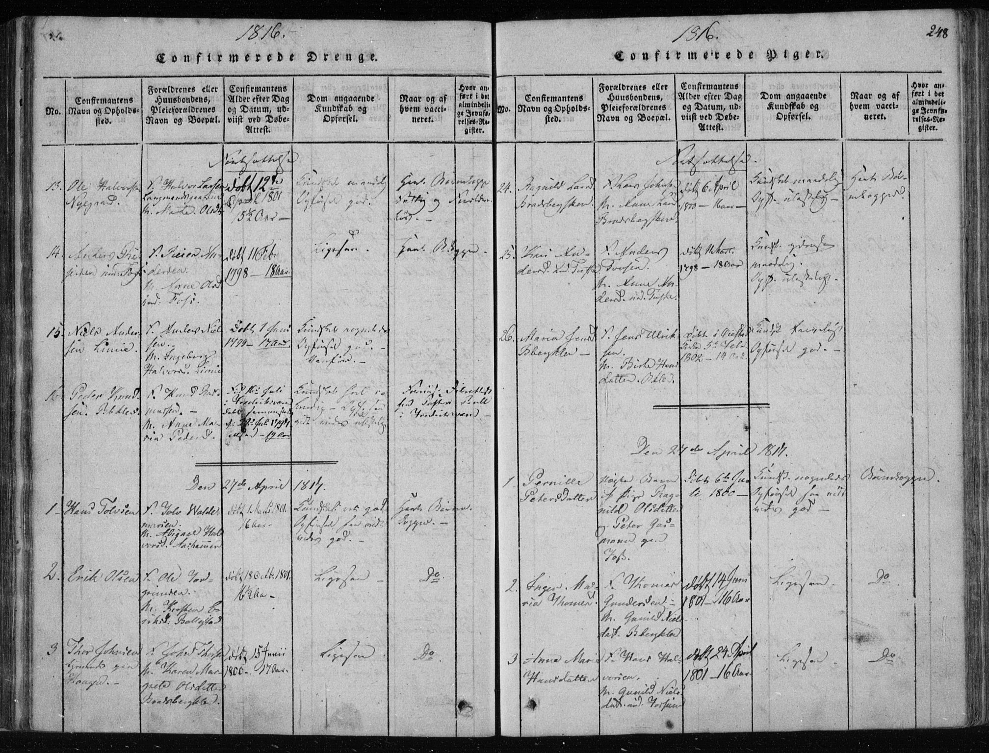 Gjerpen kirkebøker, SAKO/A-265/F/Fa/L0004: Parish register (official) no. I 4, 1814-1823, p. 248