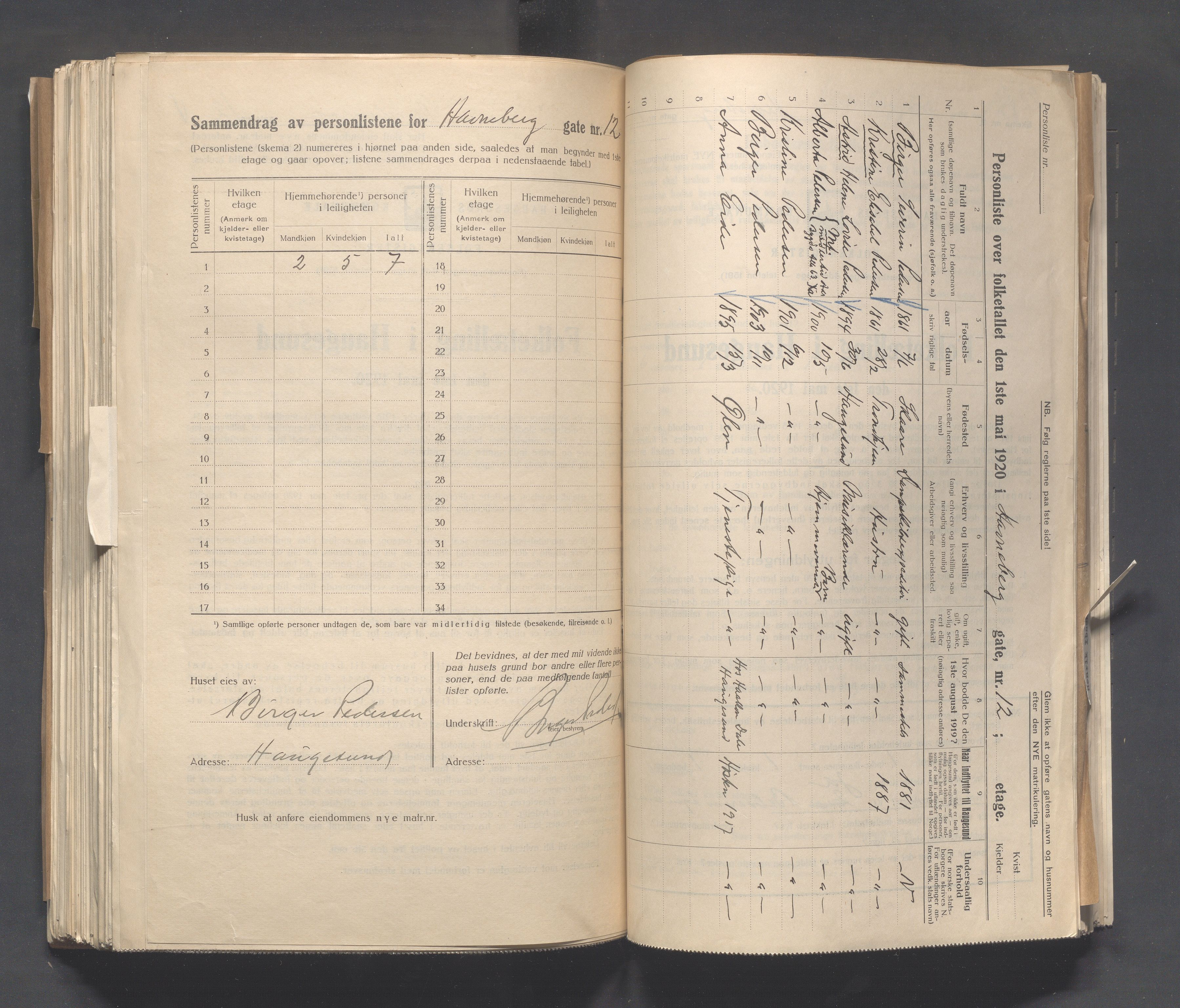 IKAR, Local census 1.5.1920 for Haugesund, 1920, p. 1387