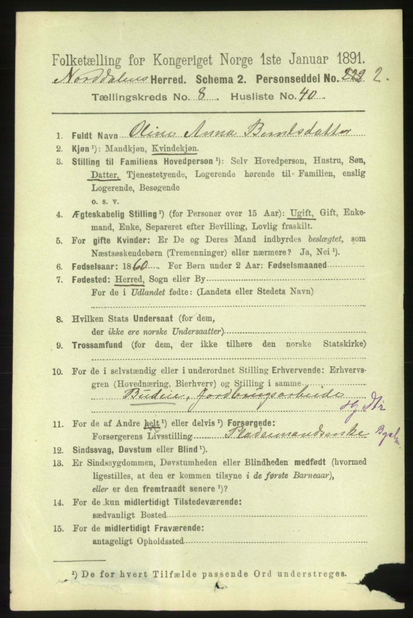 RA, 1891 census for 1524 Norddal, 1891, p. 1788