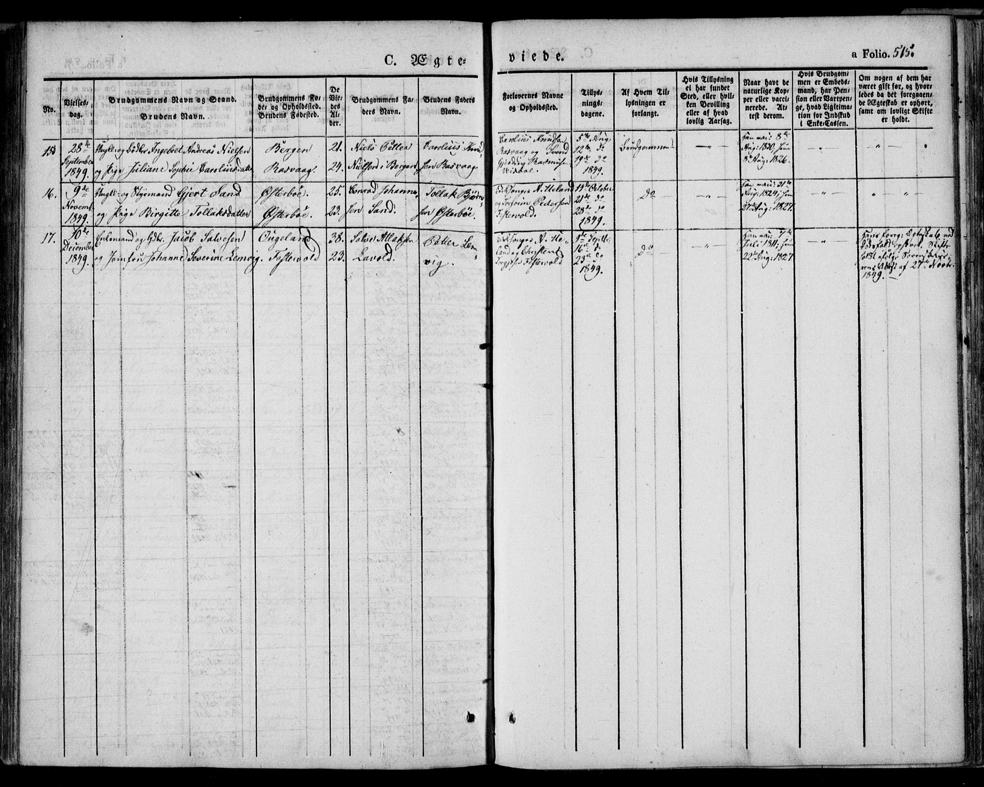 Flekkefjord sokneprestkontor, SAK/1111-0012/F/Fa/Fac/L0004: Parish register (official) no. A 4, 1841-1849, p. 515