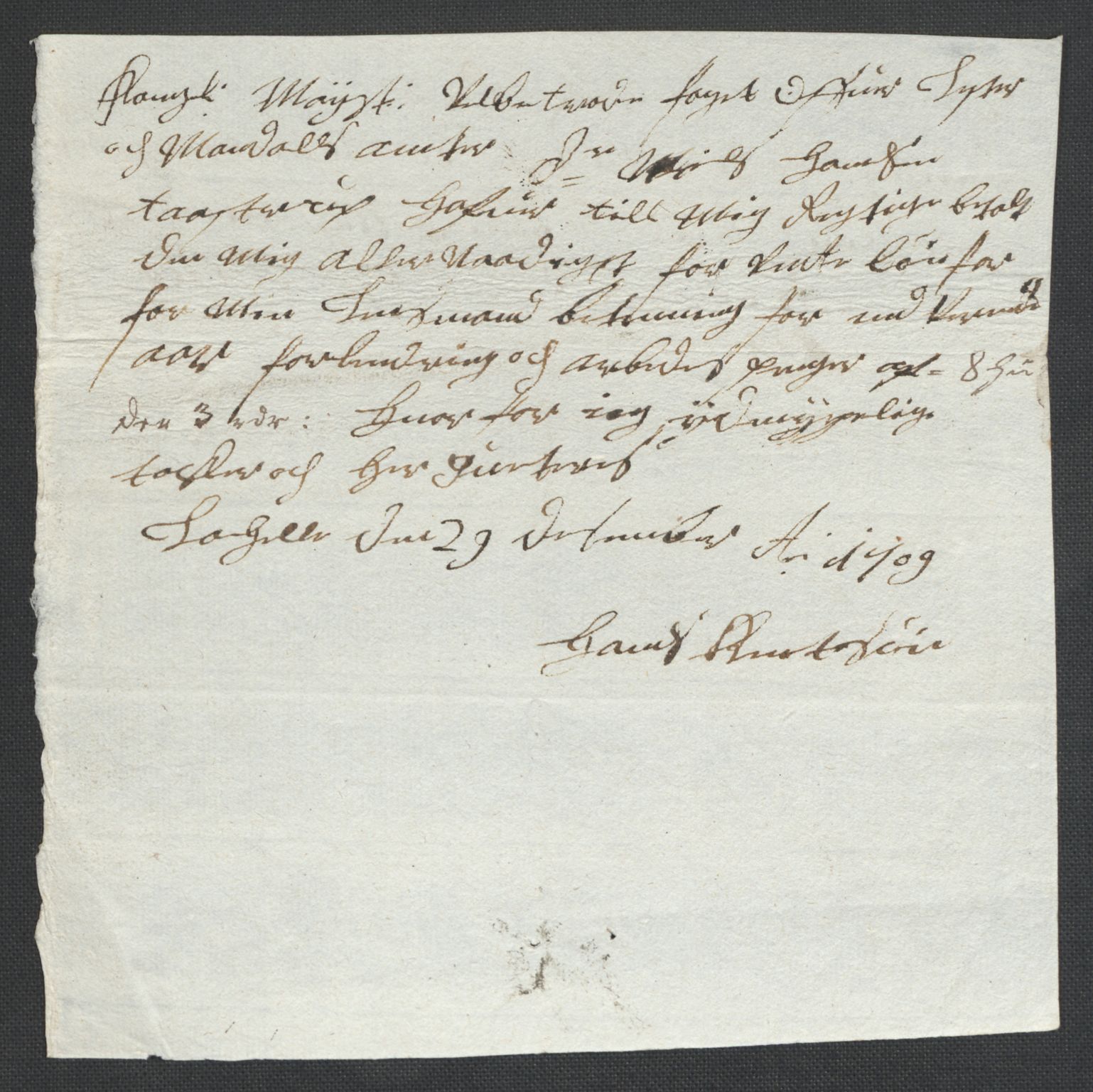 Rentekammeret inntil 1814, Reviderte regnskaper, Fogderegnskap, AV/RA-EA-4092/R43/L2552: Fogderegnskap Lista og Mandal, 1705-1709, p. 323