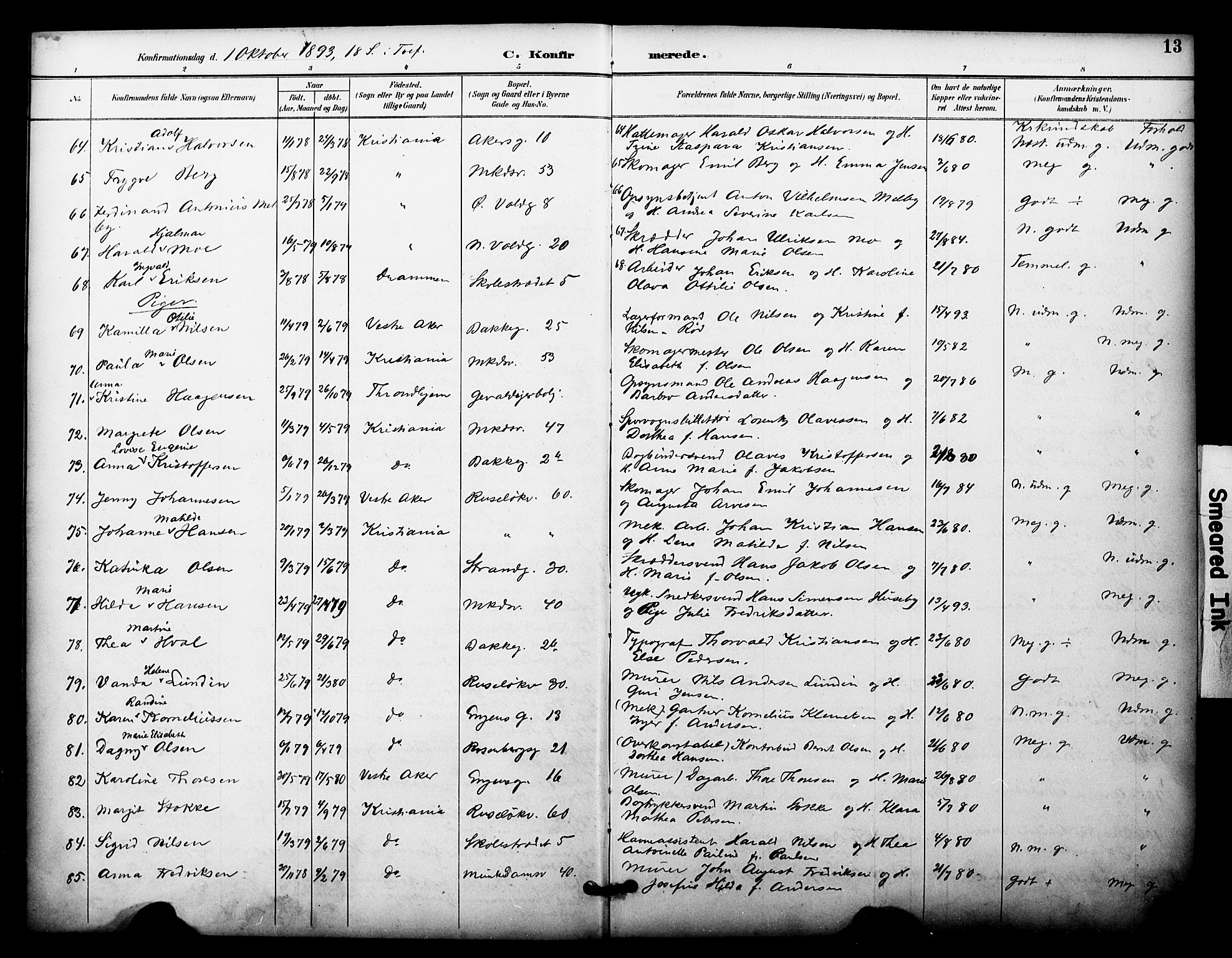 Johannes prestekontor Kirkebøker, AV/SAO-A-10852/F/Fa/L0005: Parish register (official) no. 5, 1893-1907, p. 13