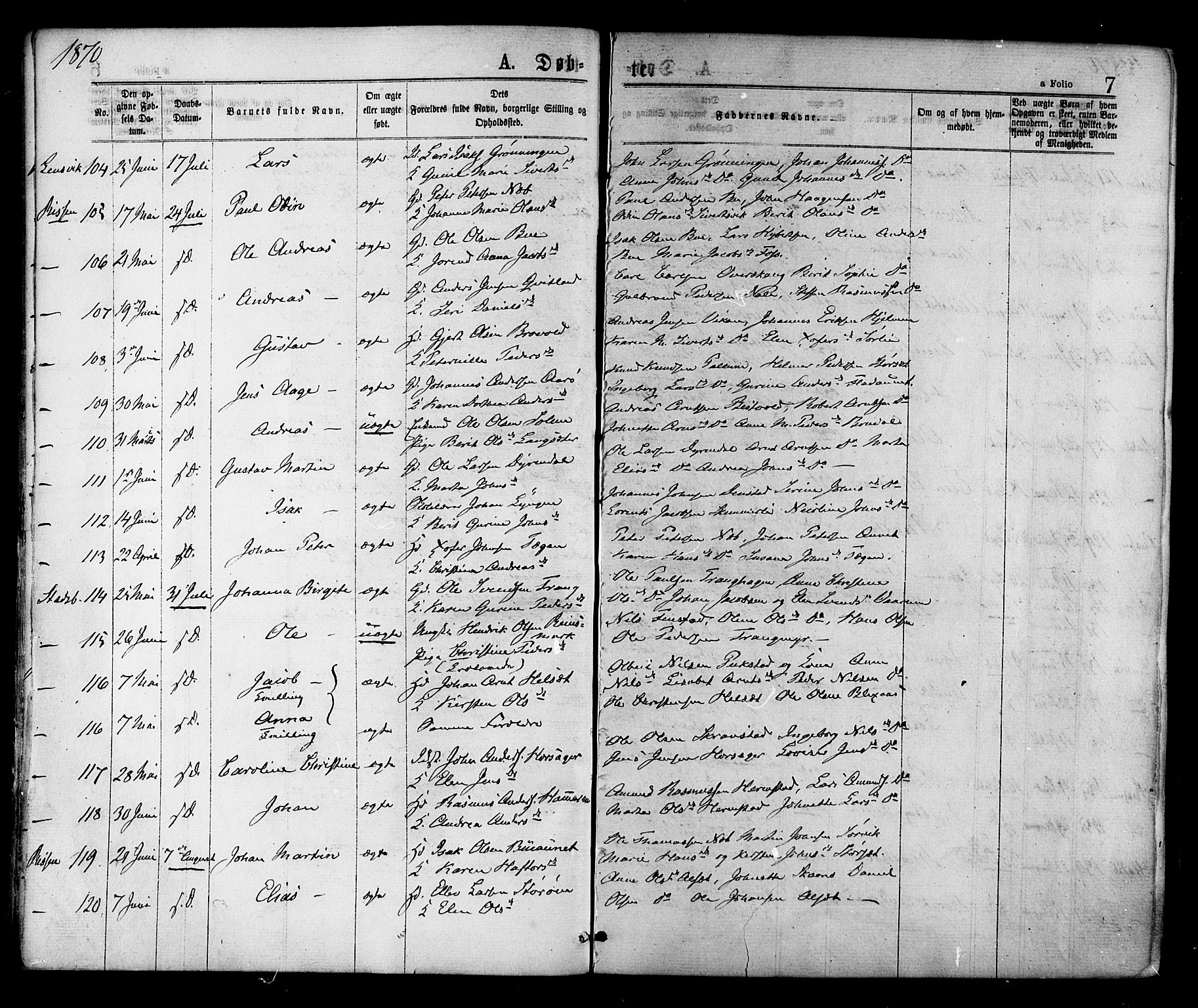 Ministerialprotokoller, klokkerbøker og fødselsregistre - Sør-Trøndelag, AV/SAT-A-1456/646/L0613: Parish register (official) no. 646A11, 1870-1884, p. 7