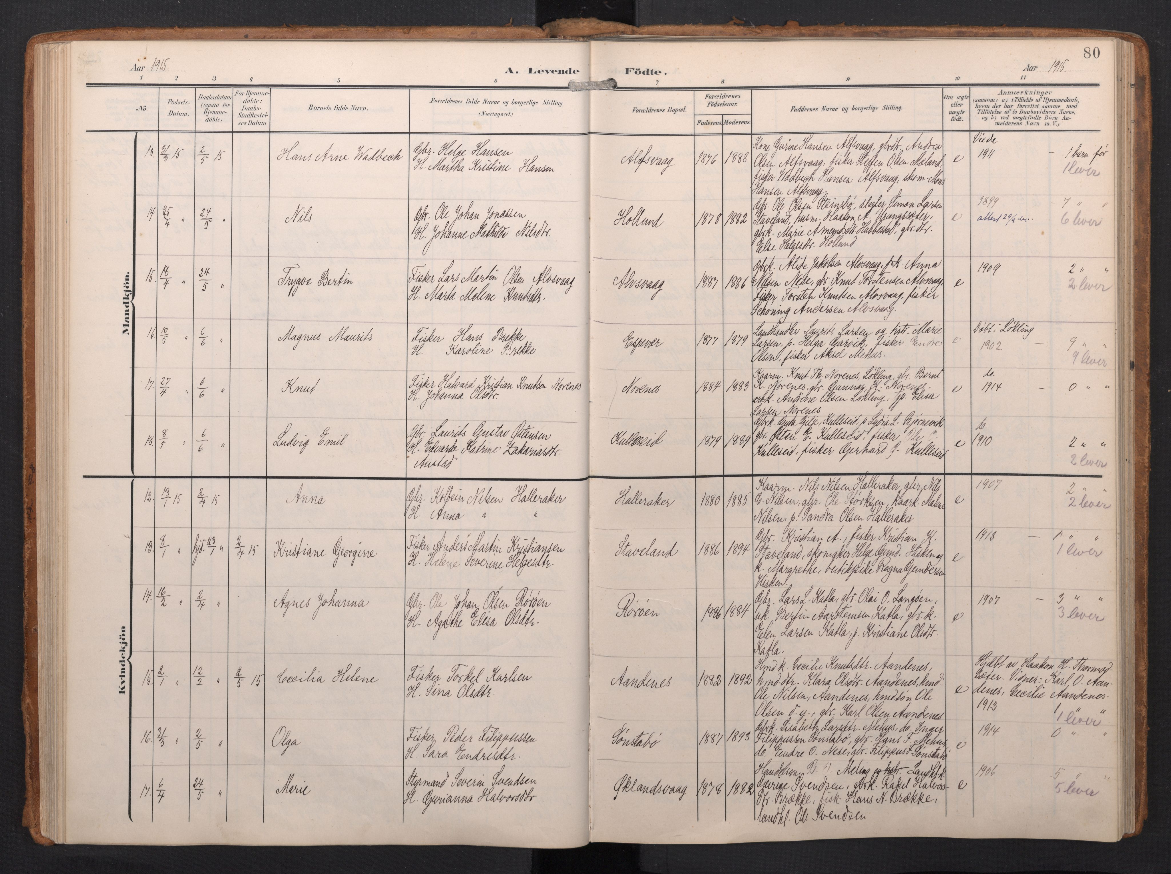 Finnås sokneprestembete, AV/SAB-A-99925/H/Ha/Haa/Haac/L0003: Parish register (official) no. C 3, 1905-1917, p. 80