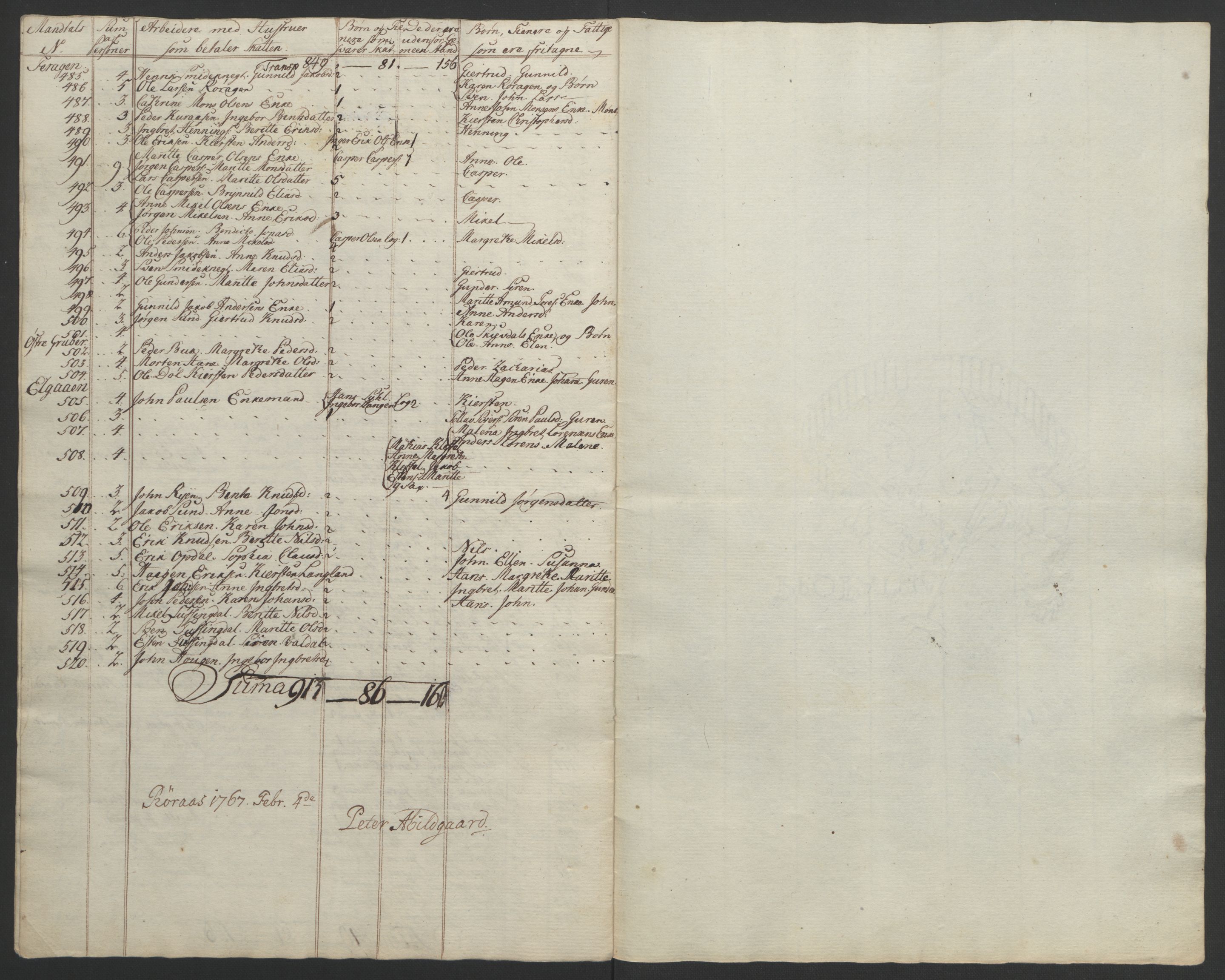 Rentekammeret inntil 1814, Realistisk ordnet avdeling, RA/EA-4070/Ol/L0021: [Gg 10]: Ekstraskatten, 23.09.1762. Orkdal og Gauldal, 1762-1767, p. 804