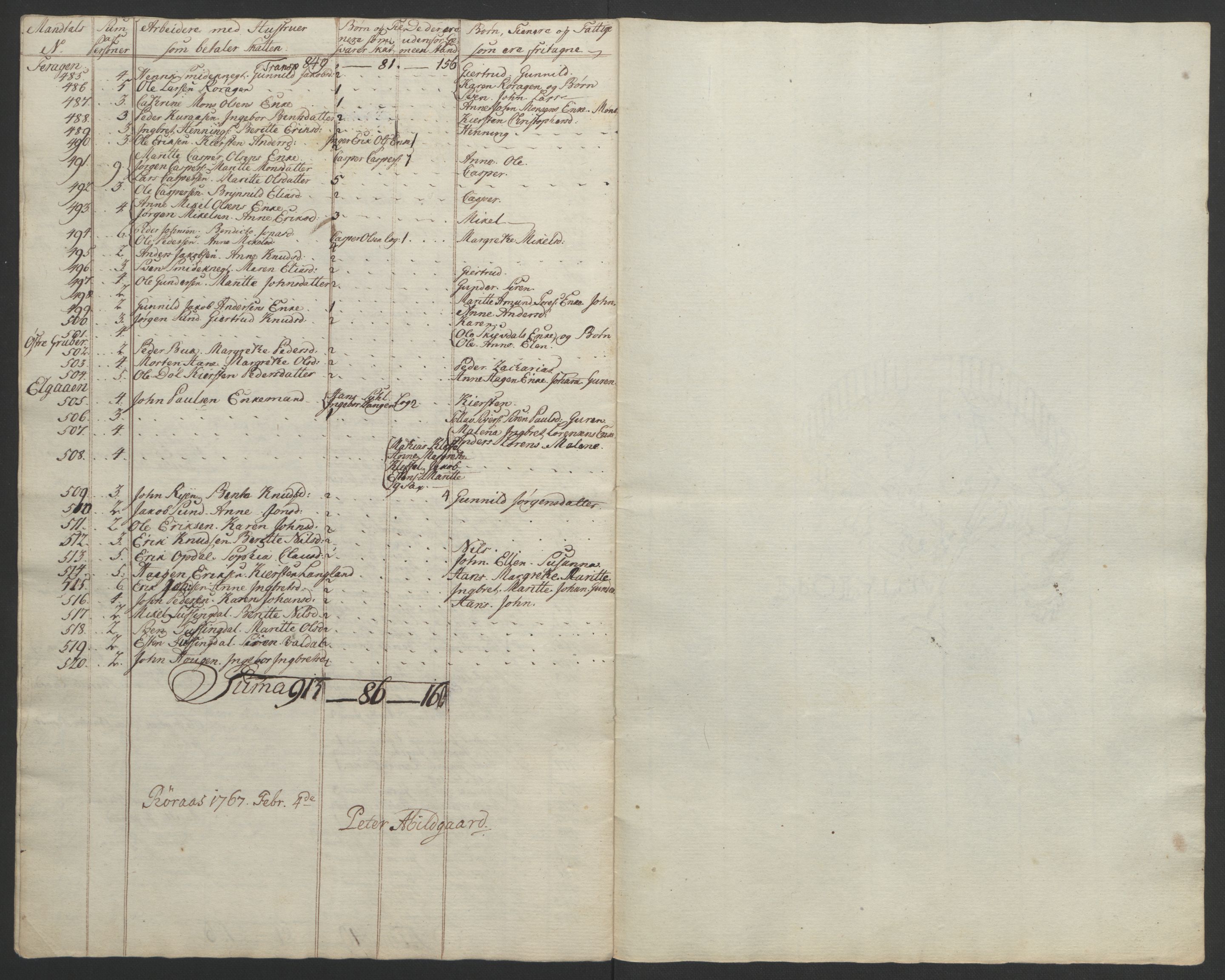 Rentekammeret inntil 1814, Realistisk ordnet avdeling, AV/RA-EA-4070/Ol/L0021: [Gg 10]: Ekstraskatten, 23.09.1762. Orkdal og Gauldal, 1762-1767, p. 804