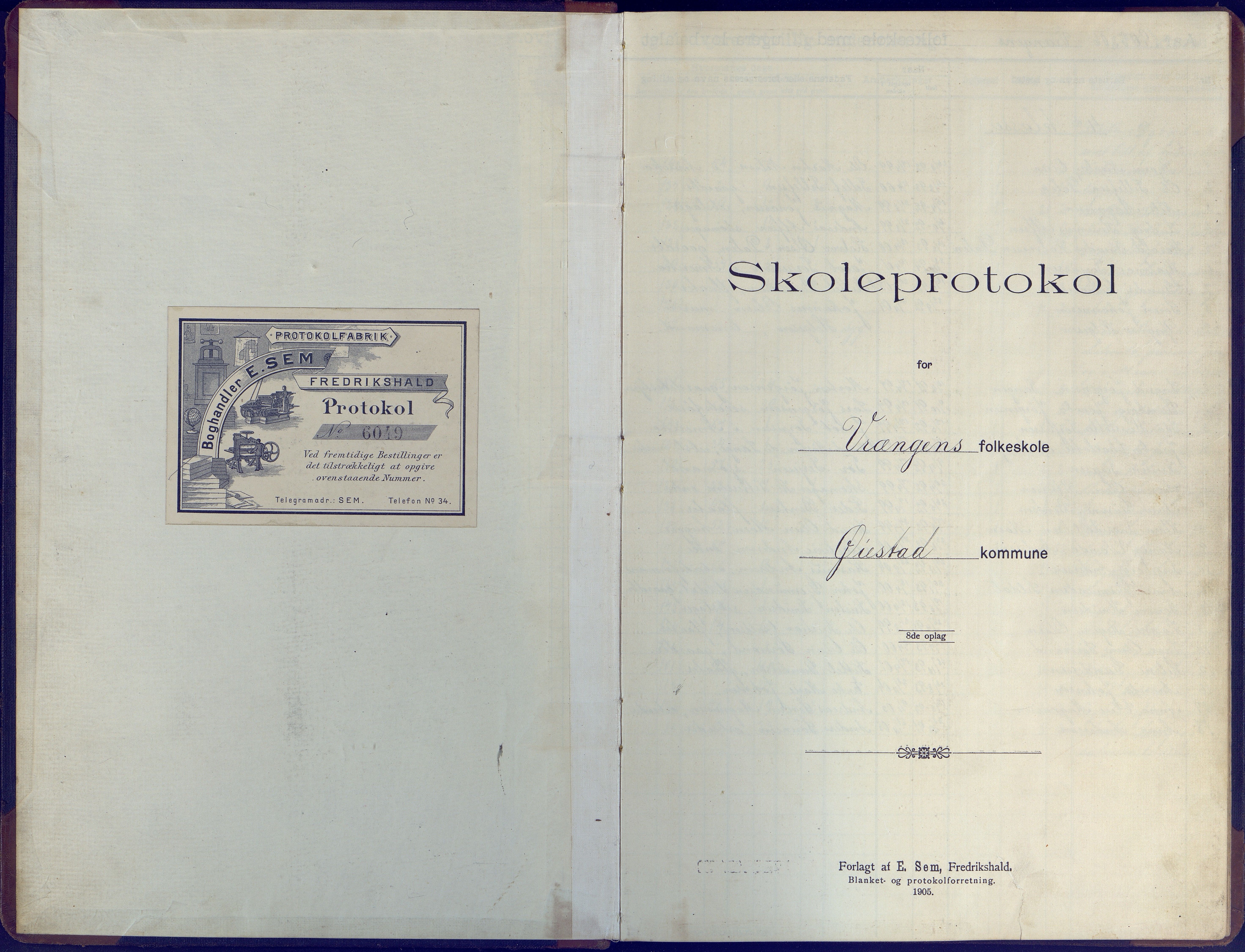 Øyestad kommune frem til 1979, AAKS/KA0920-PK/06/06K/L0009: Skoleprotokoll, 1905-1929