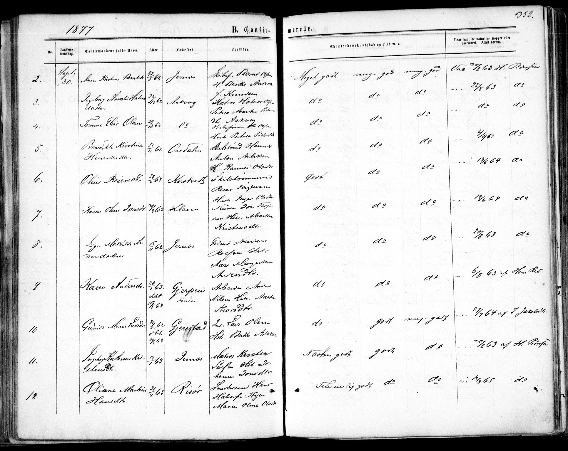 Søndeled sokneprestkontor, AV/SAK-1111-0038/F/Fa/L0003: Parish register (official) no. A 3, 1861-1879, p. 352