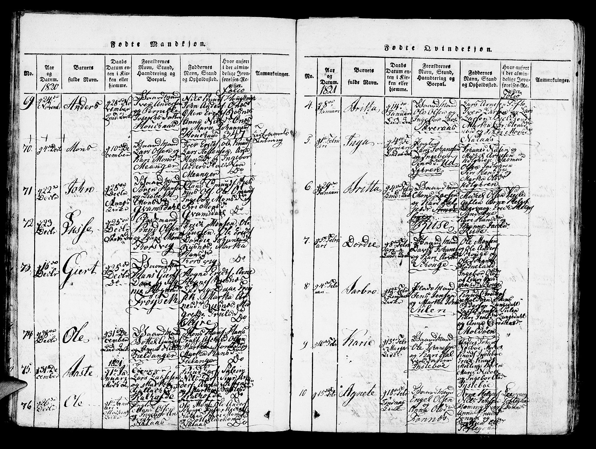 Lindås Sokneprestembete, AV/SAB-A-76701/H/Haa/Haaa/L0007: Parish register (official) no. A 7, 1816-1823, p. 64