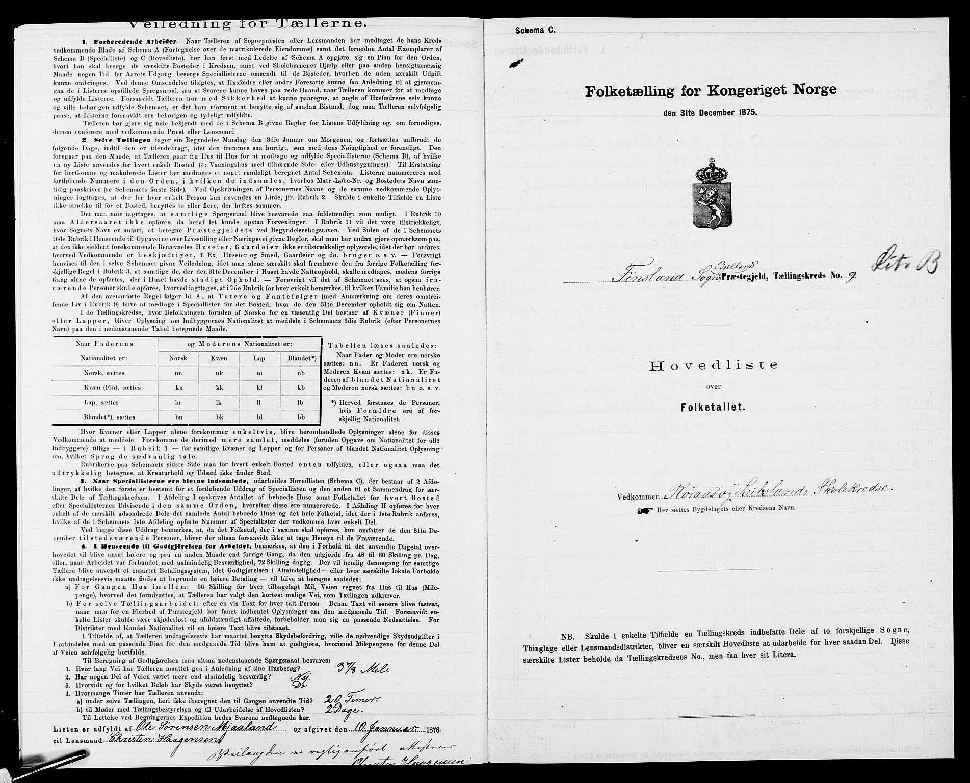 SAK, 1875 census for 1024P Bjelland, 1875, p. 744