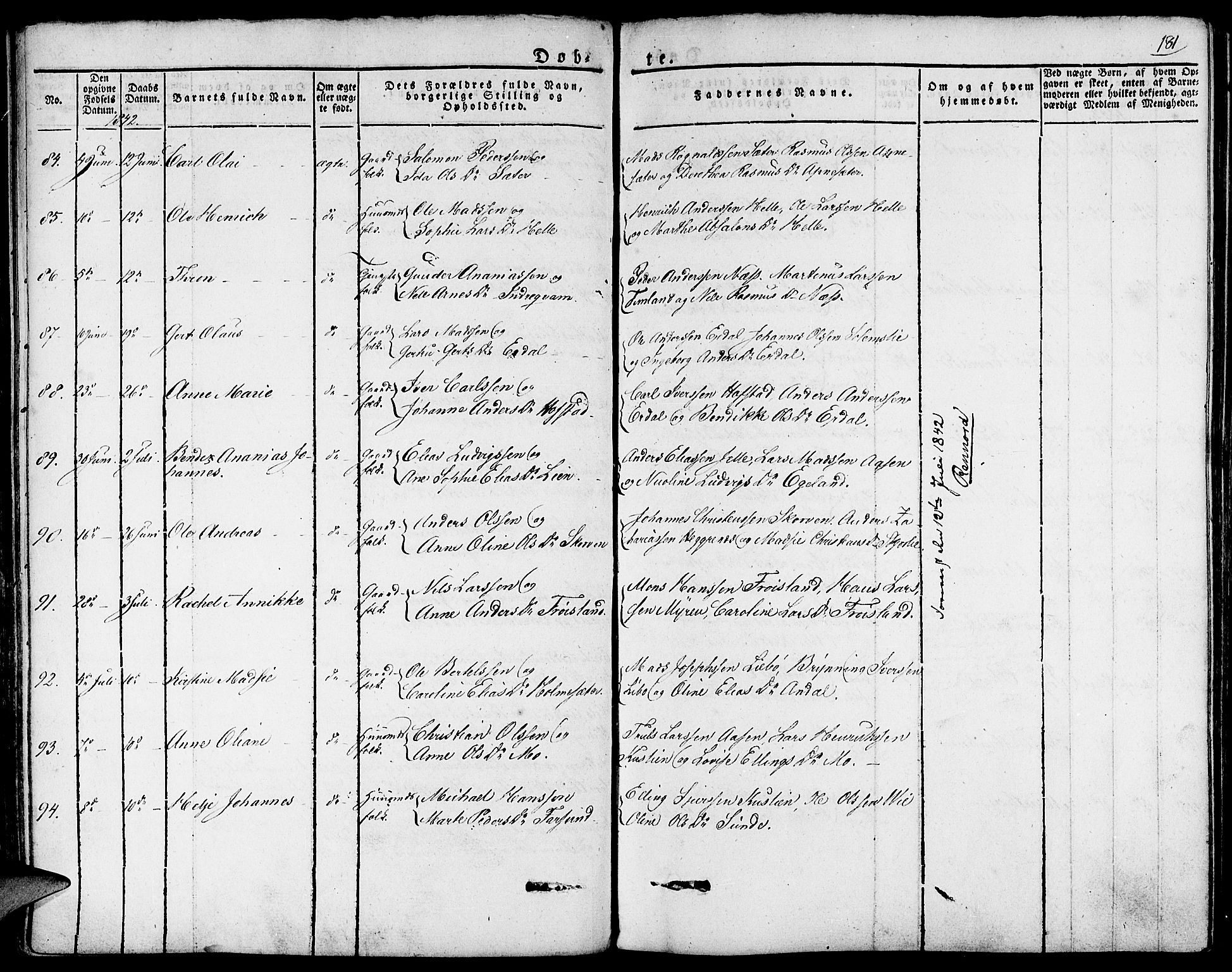 Førde sokneprestembete, SAB/A-79901/H/Haa/Haaa/L0006: Parish register (official) no. A 6, 1821-1842, p. 181