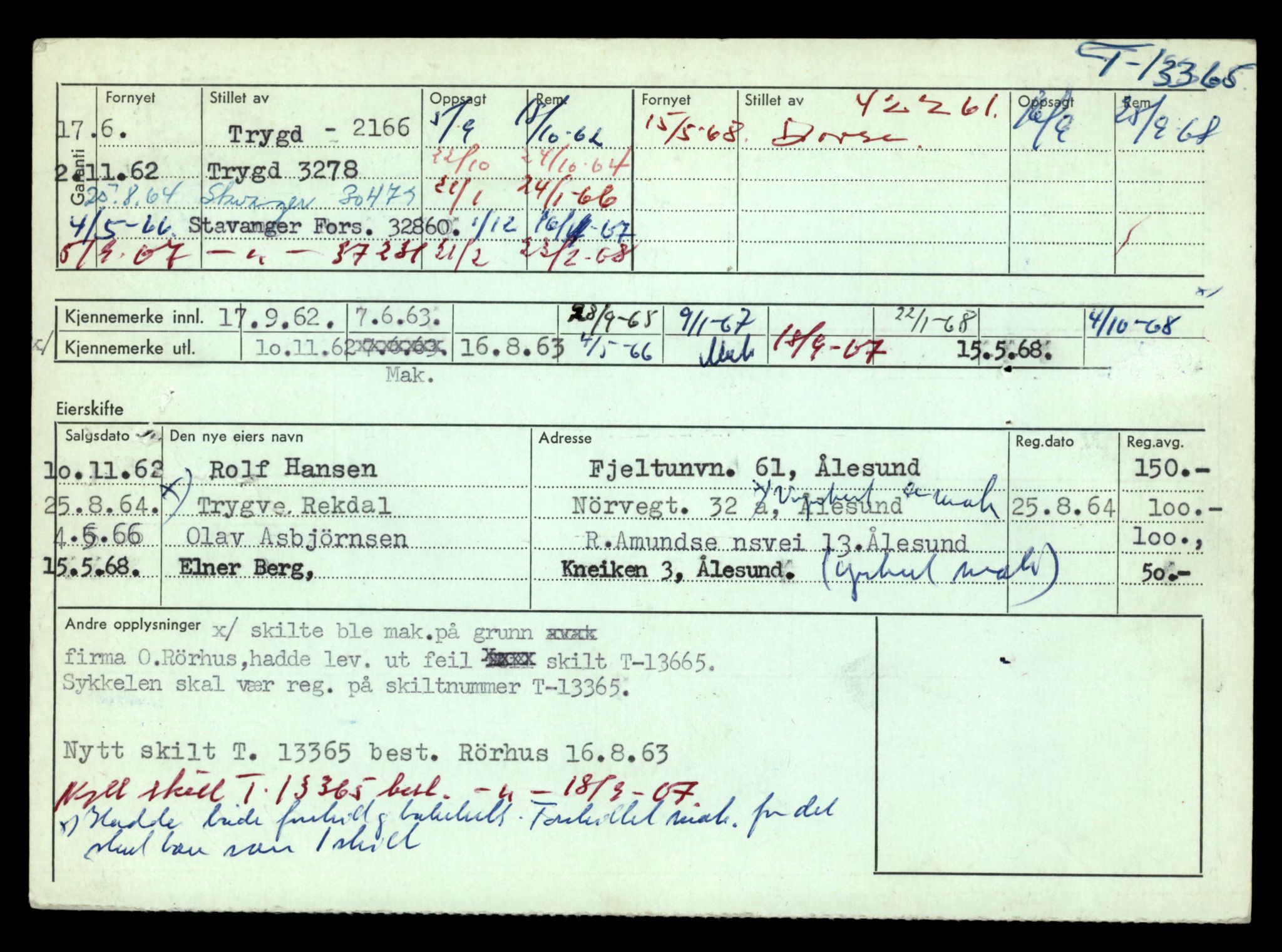 Møre og Romsdal vegkontor - Ålesund trafikkstasjon, AV/SAT-A-4099/F/Fe/L0039: Registreringskort for kjøretøy T 13361 - T 13530, 1927-1998, p. 88