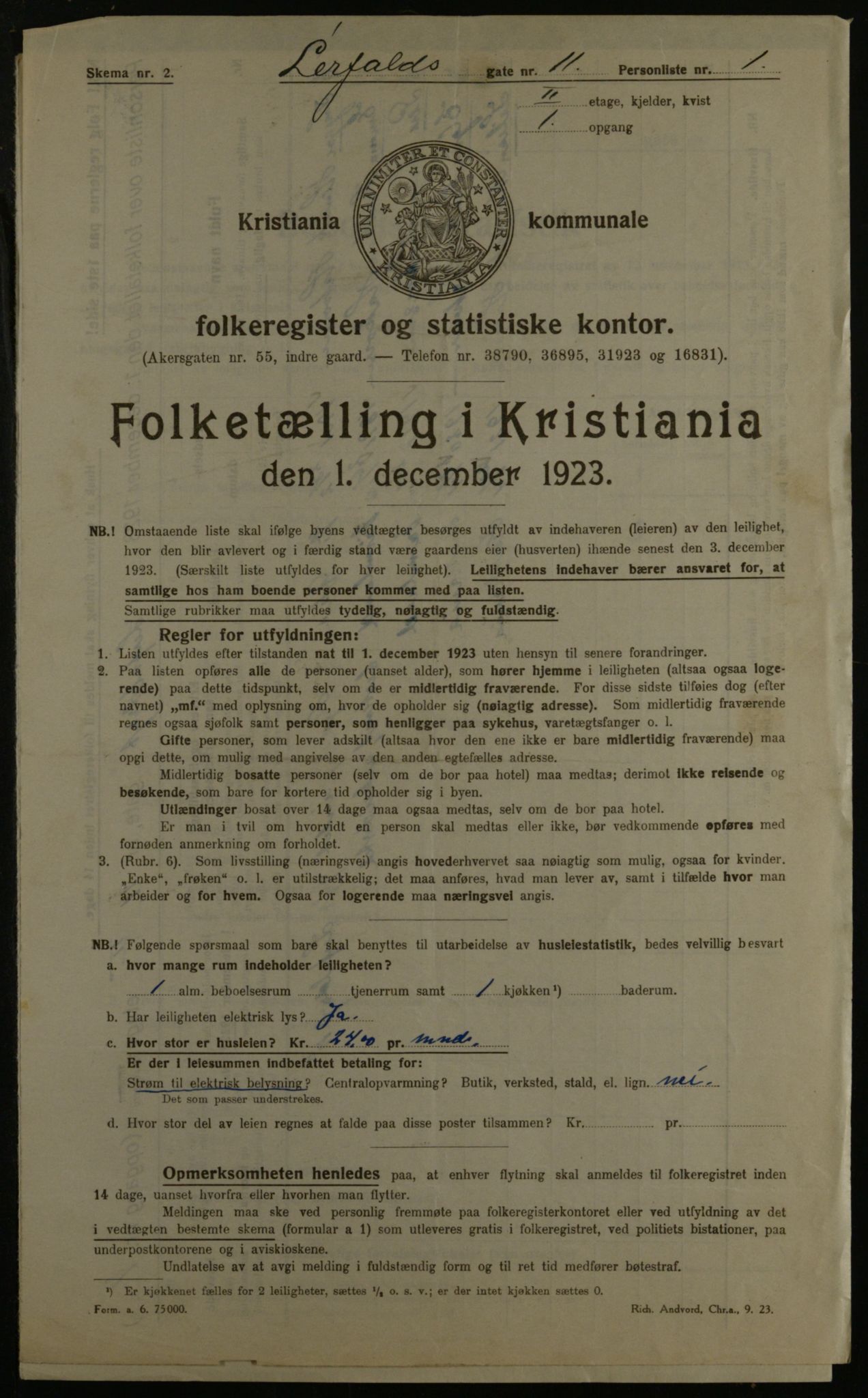 OBA, Municipal Census 1923 for Kristiania, 1923, p. 63685