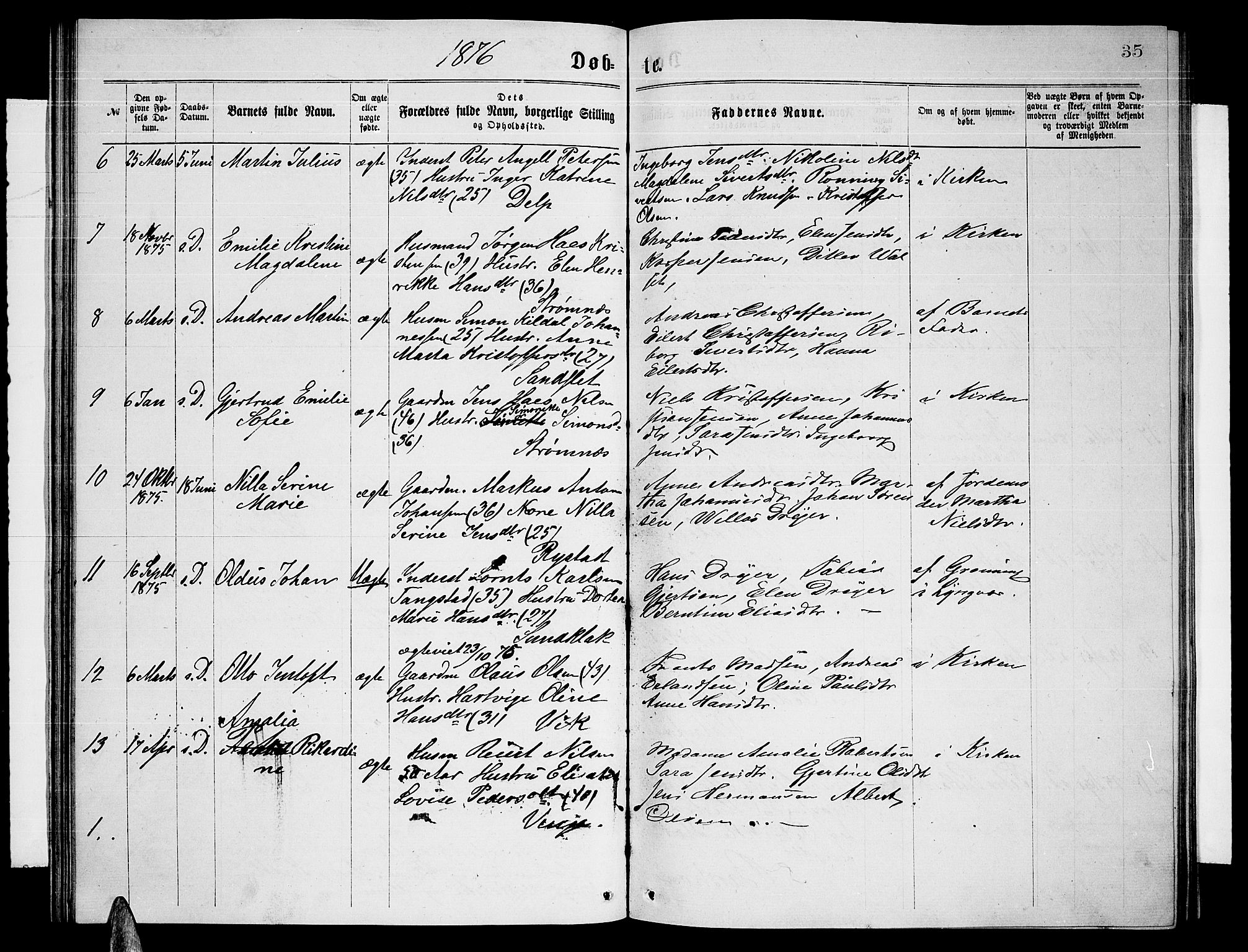 Ministerialprotokoller, klokkerbøker og fødselsregistre - Nordland, AV/SAT-A-1459/876/L1103: Parish register (copy) no. 876C02, 1870-1886, p. 35