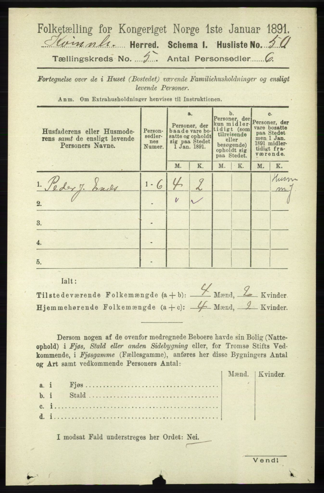 RA, 1891 census for 1224 Kvinnherad, 1891, p. 1731