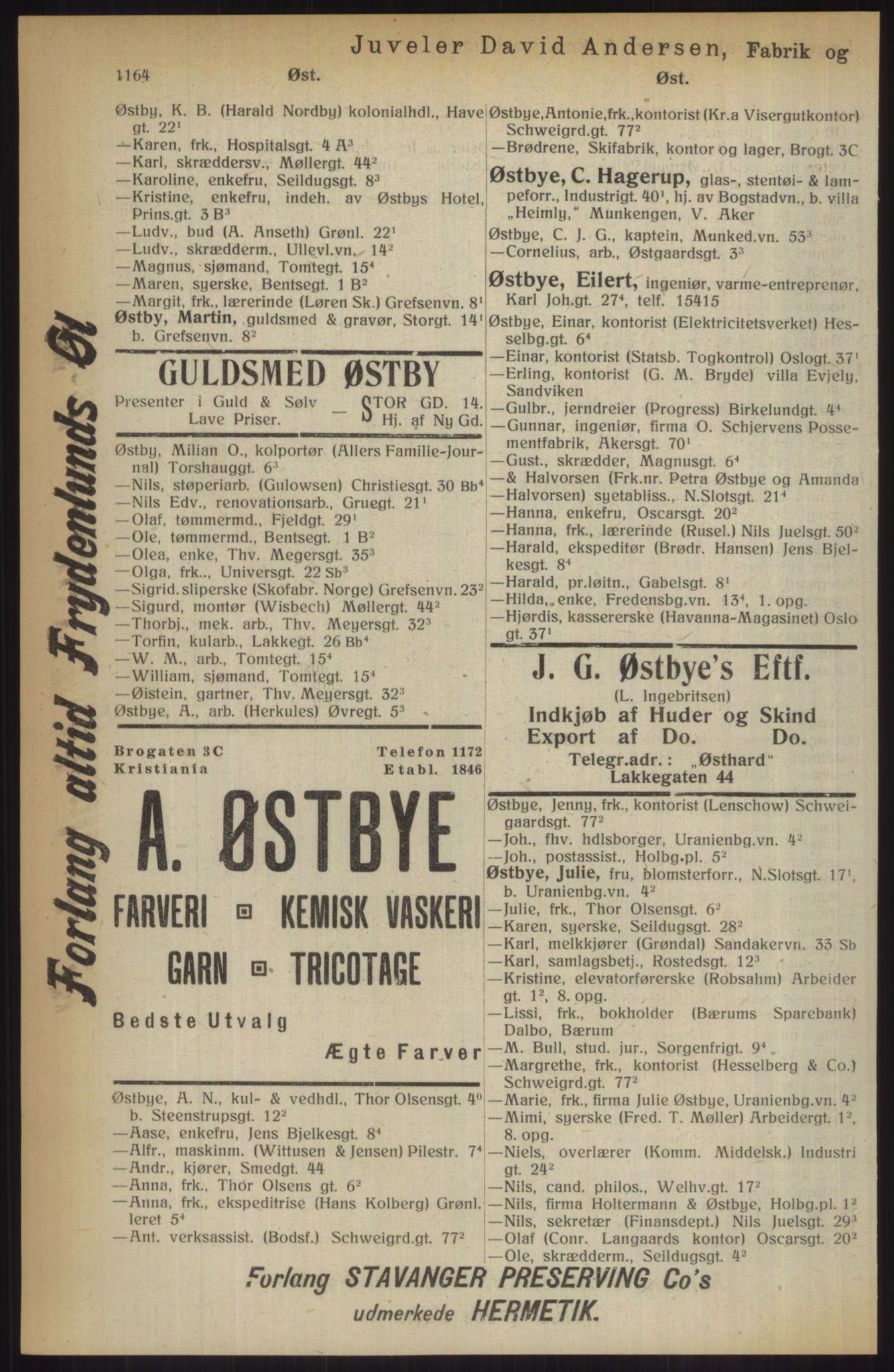 Kristiania/Oslo adressebok, PUBL/-, 1914, p. 1164