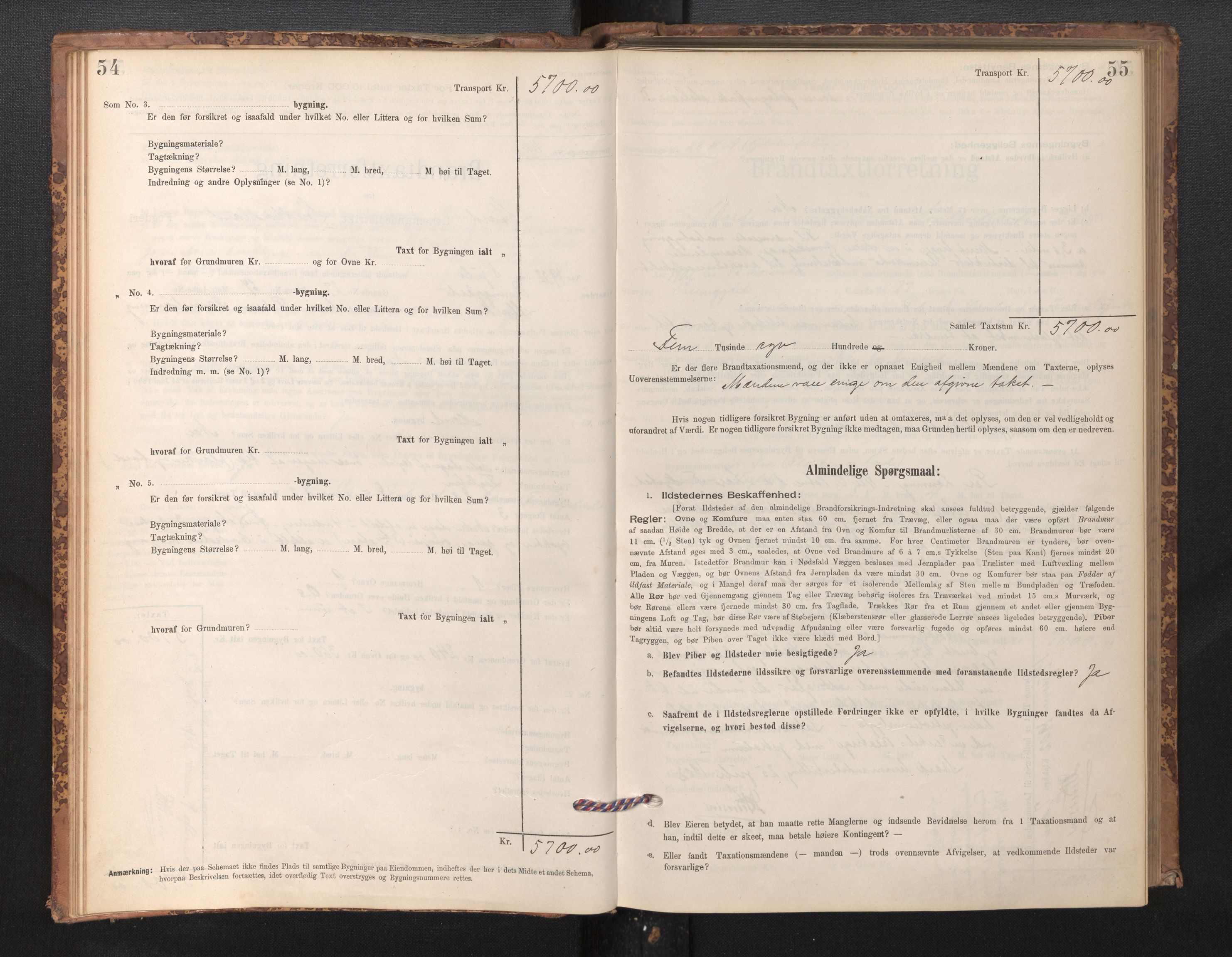 Lensmannen i Stord, SAB/A-35001/0012/L0002: Branntakstprotokoll, skjematakst, 1897-1922, p. 54-55
