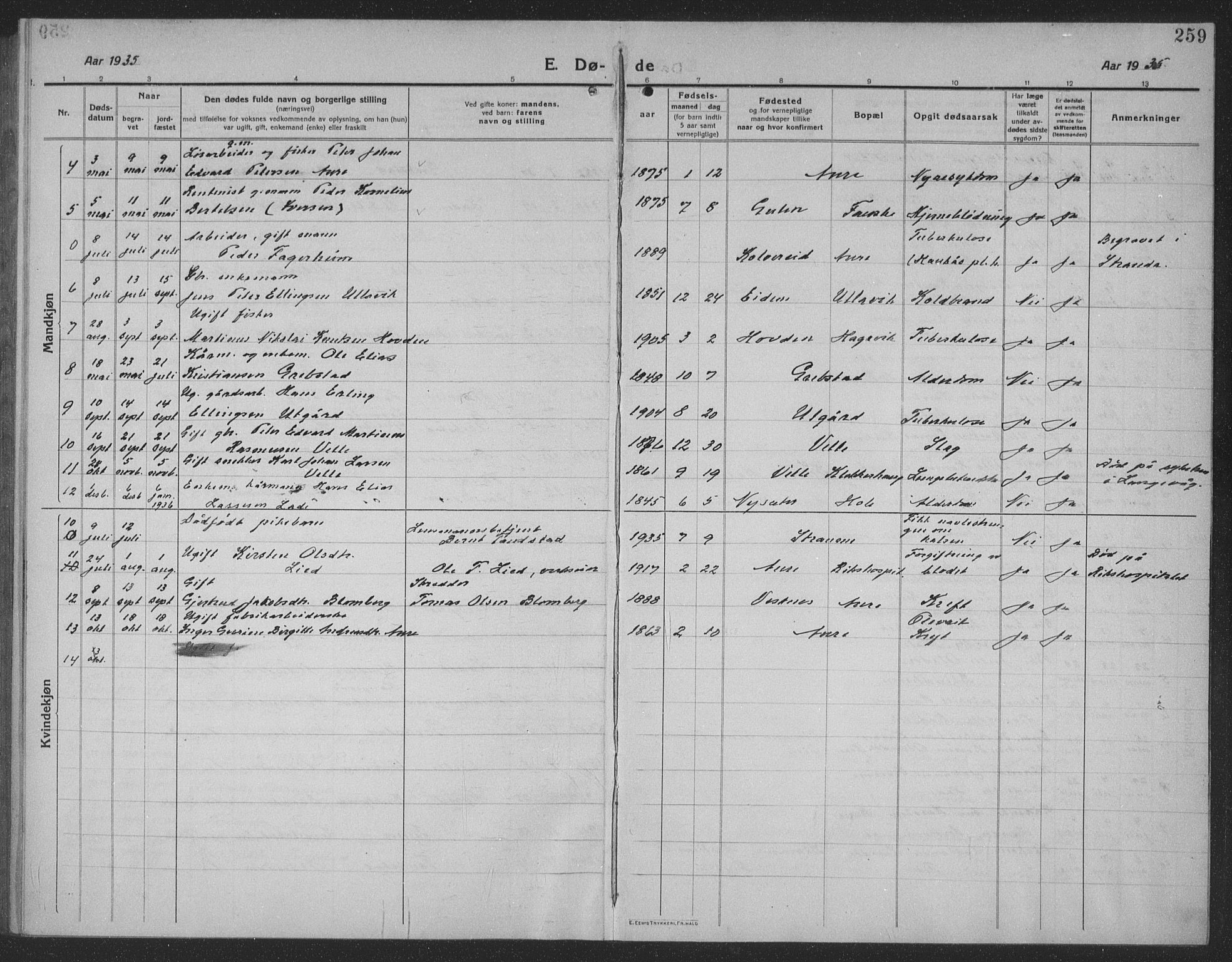 Ministerialprotokoller, klokkerbøker og fødselsregistre - Møre og Romsdal, AV/SAT-A-1454/523/L0342: Parish register (copy) no. 523C05, 1916-1937, p. 259