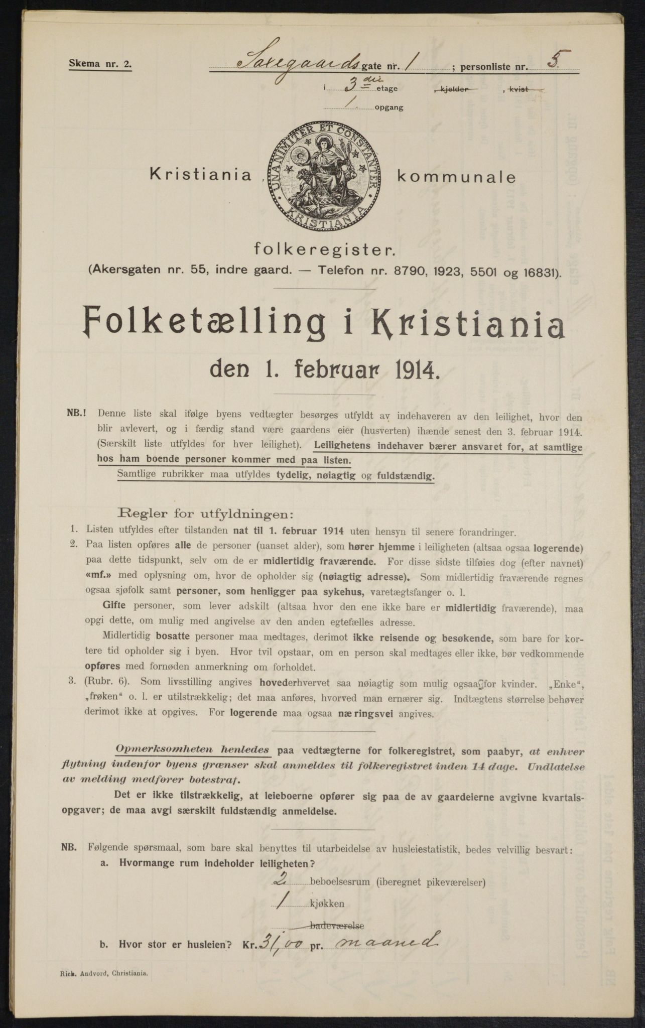 OBA, Municipal Census 1914 for Kristiania, 1914, p. 89112