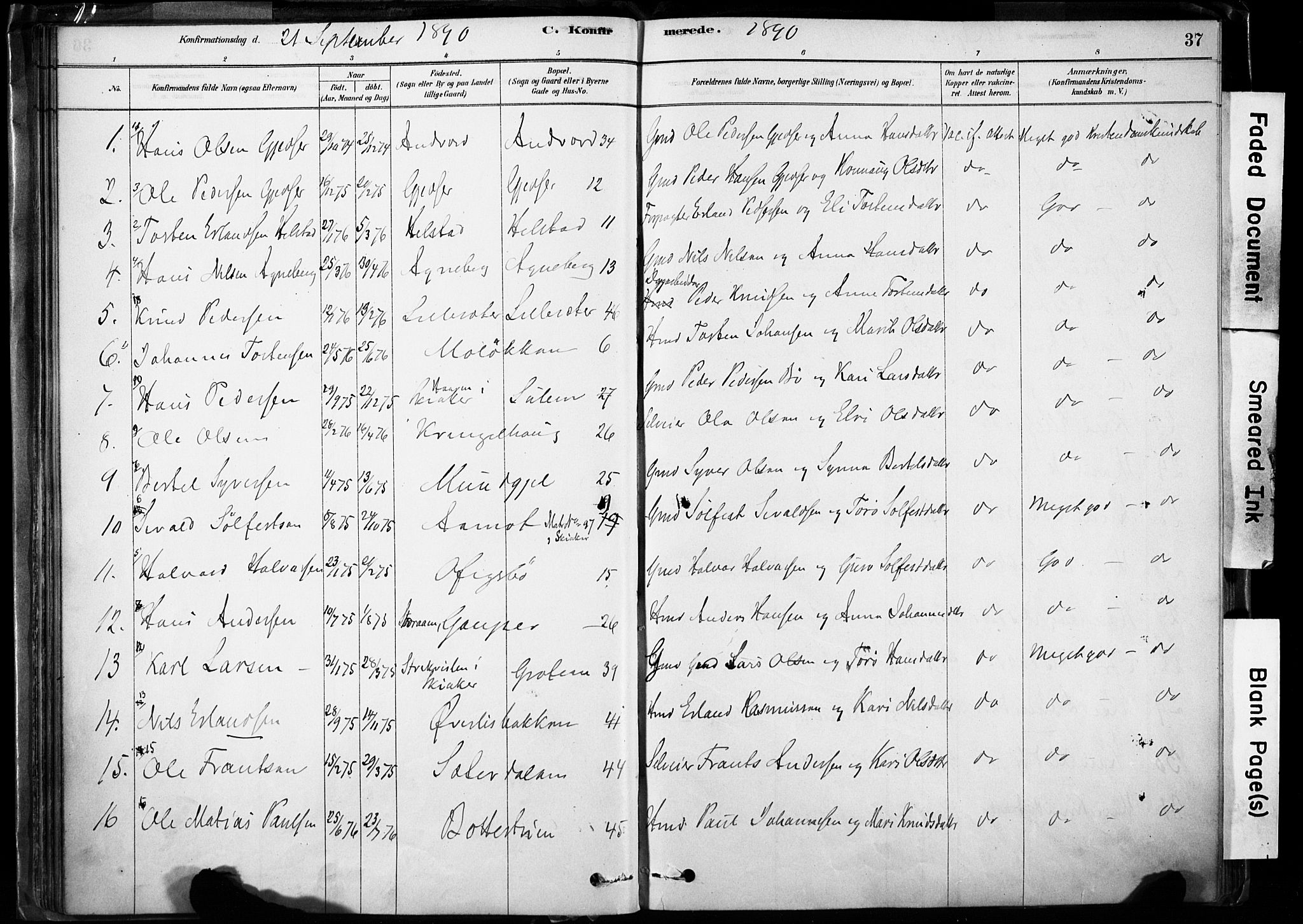 Lom prestekontor, SAH/PREST-070/K/L0009: Parish register (official) no. 9, 1878-1907, p. 37