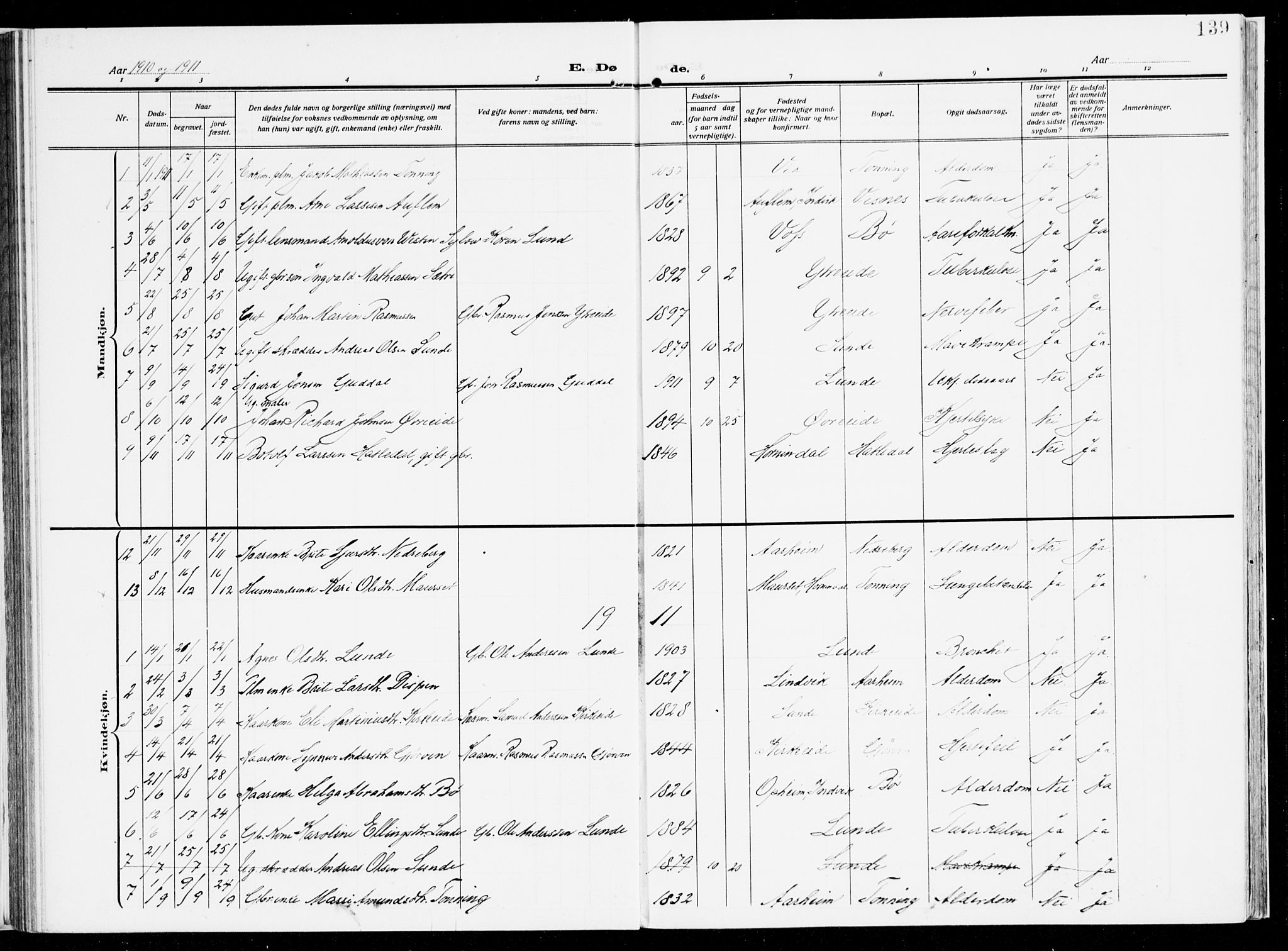 Stryn Sokneprestembete, AV/SAB-A-82501: Parish register (official) no. B 2, 1908-1936, p. 139