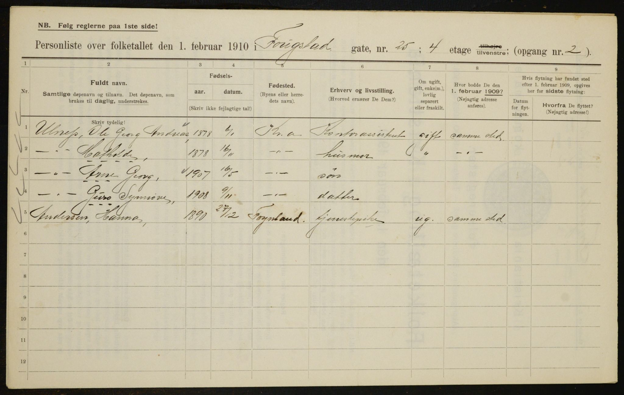 OBA, Municipal Census 1910 for Kristiania, 1910, p. 23887