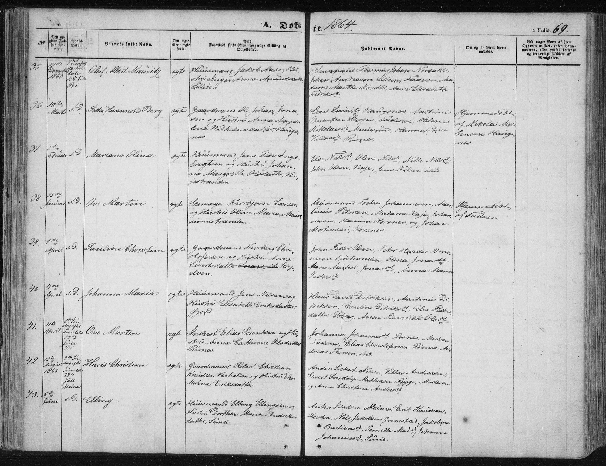 Ministerialprotokoller, klokkerbøker og fødselsregistre - Nordland, SAT/A-1459/891/L1300: Parish register (official) no. 891A05, 1856-1870, p. 69