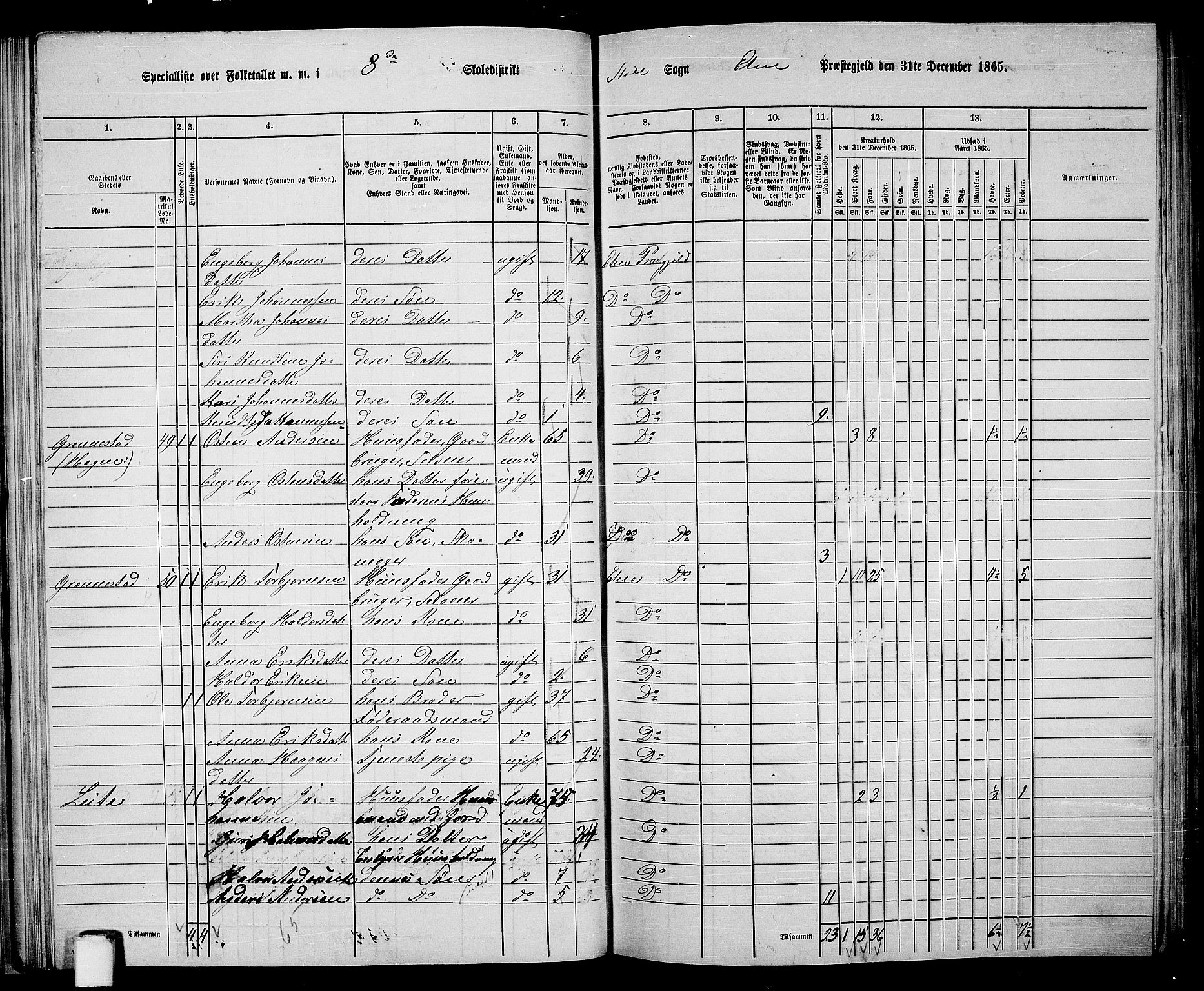 RA, 1865 census for Etne, 1865, p. 49