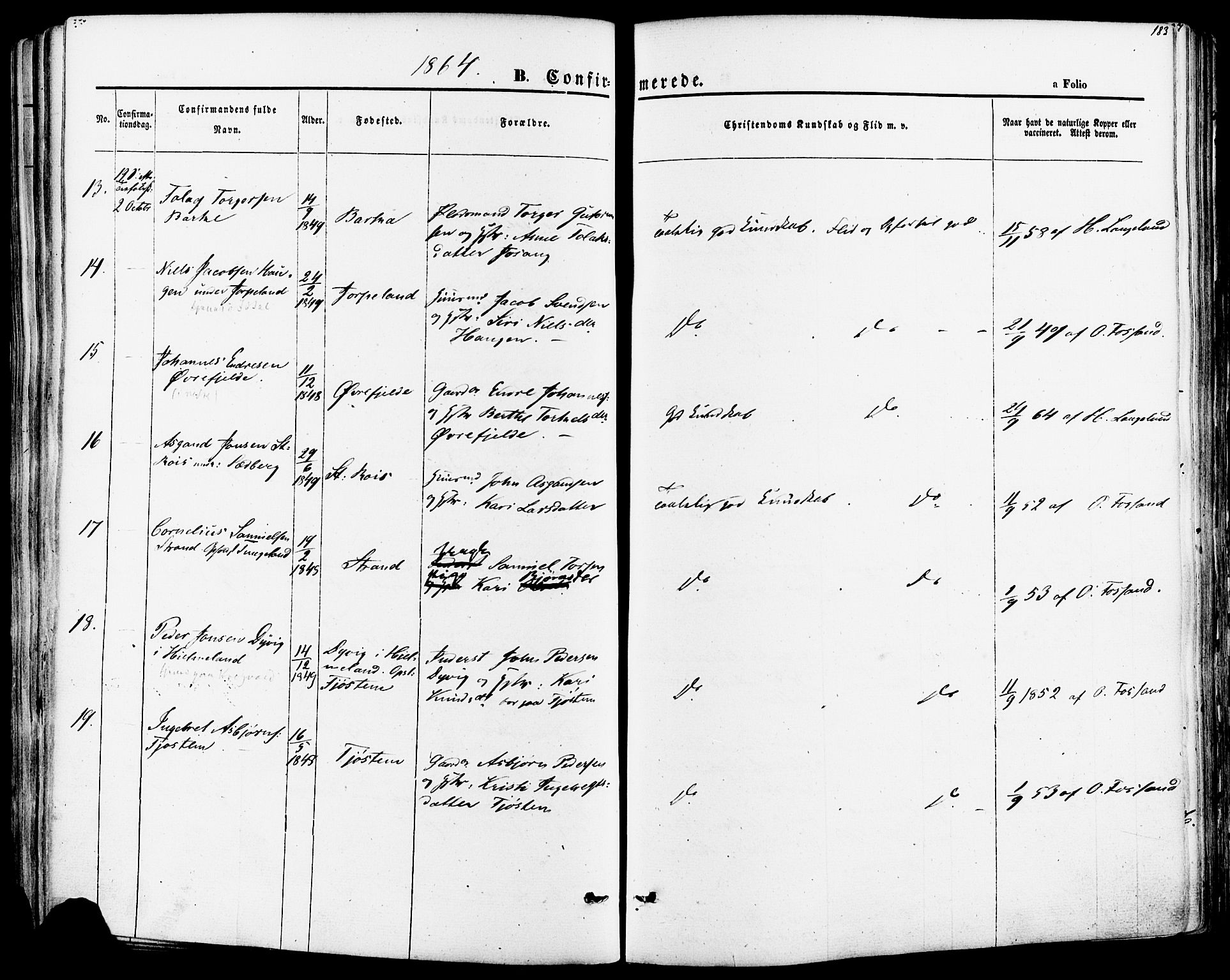 Strand sokneprestkontor, AV/SAST-A-101828/H/Ha/Haa/L0007: Parish register (official) no. A 7, 1855-1881, p. 183