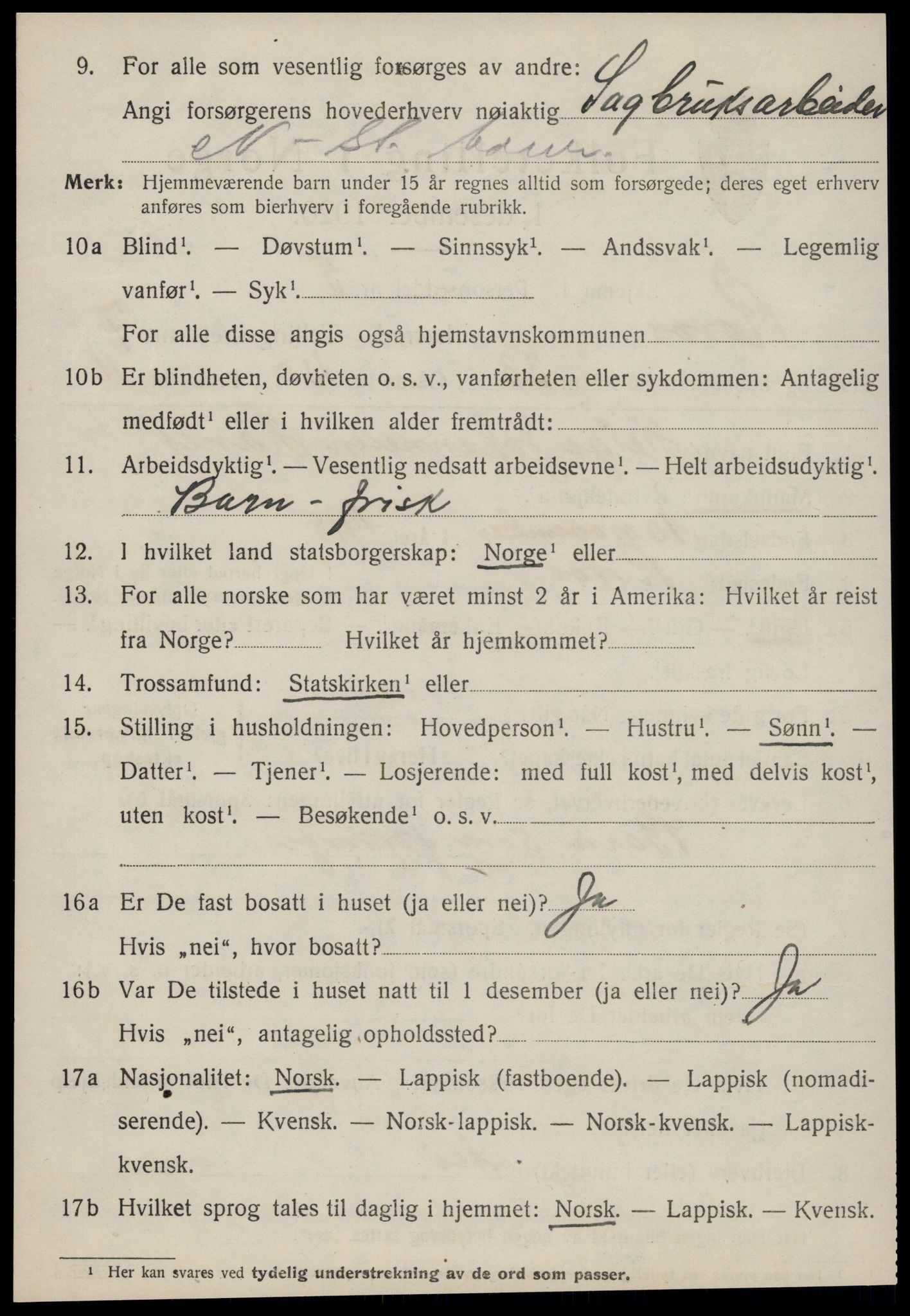 SAT, 1920 census for Røros, 1920, p. 7353